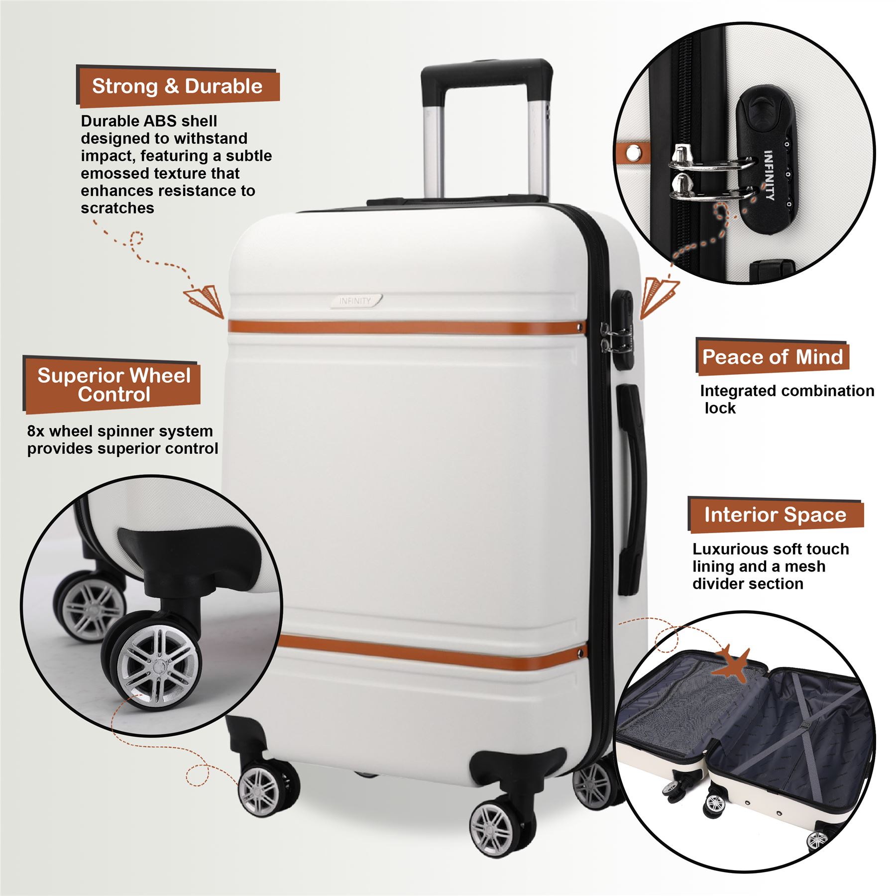 Cabina rígida 36 x 22 x 56 cm ABS adecuado para Easyjet, Ryanair, Wizzair - Imagen 4 de 22