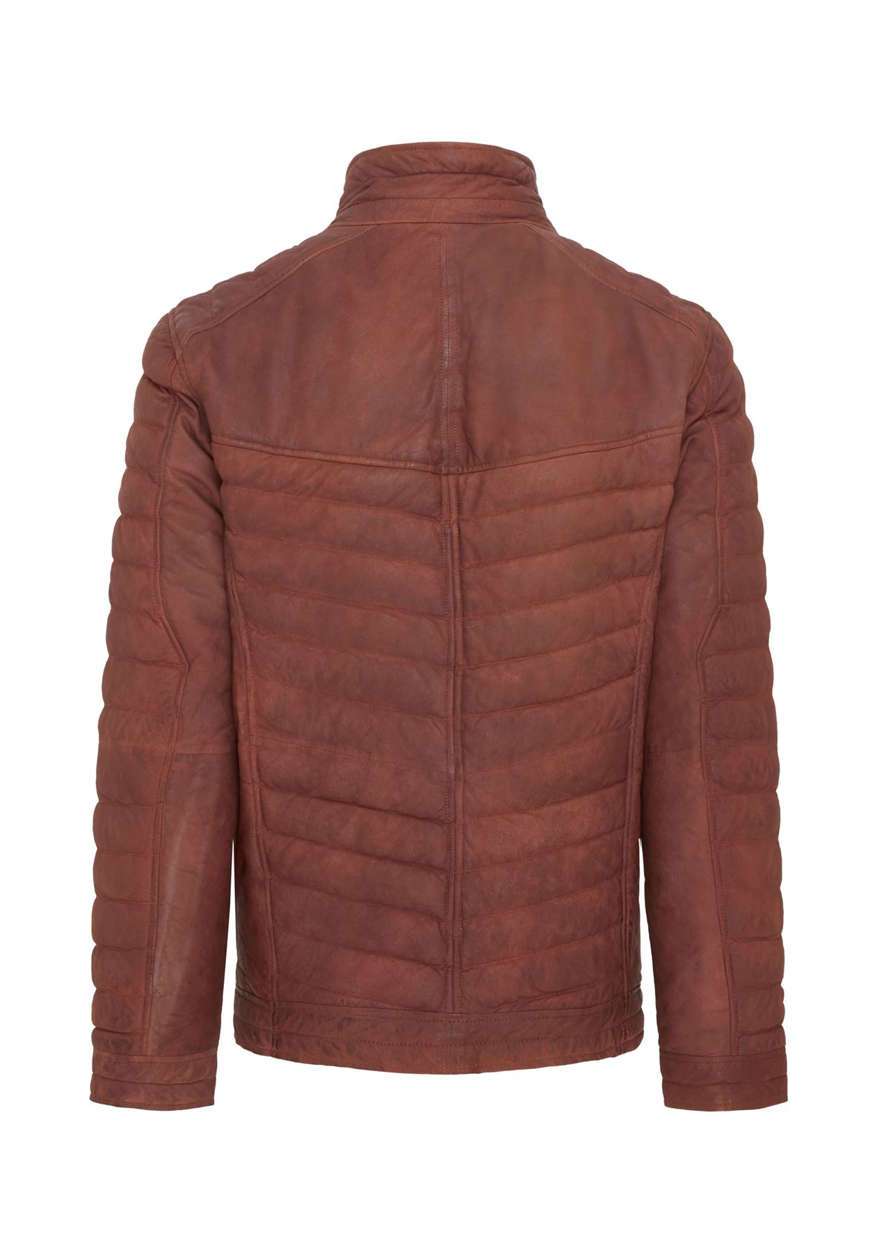 Men's Puffer Leather Biker Jacket Quilted Vintage Warm Bomber Jacket - Picture 5 of 25