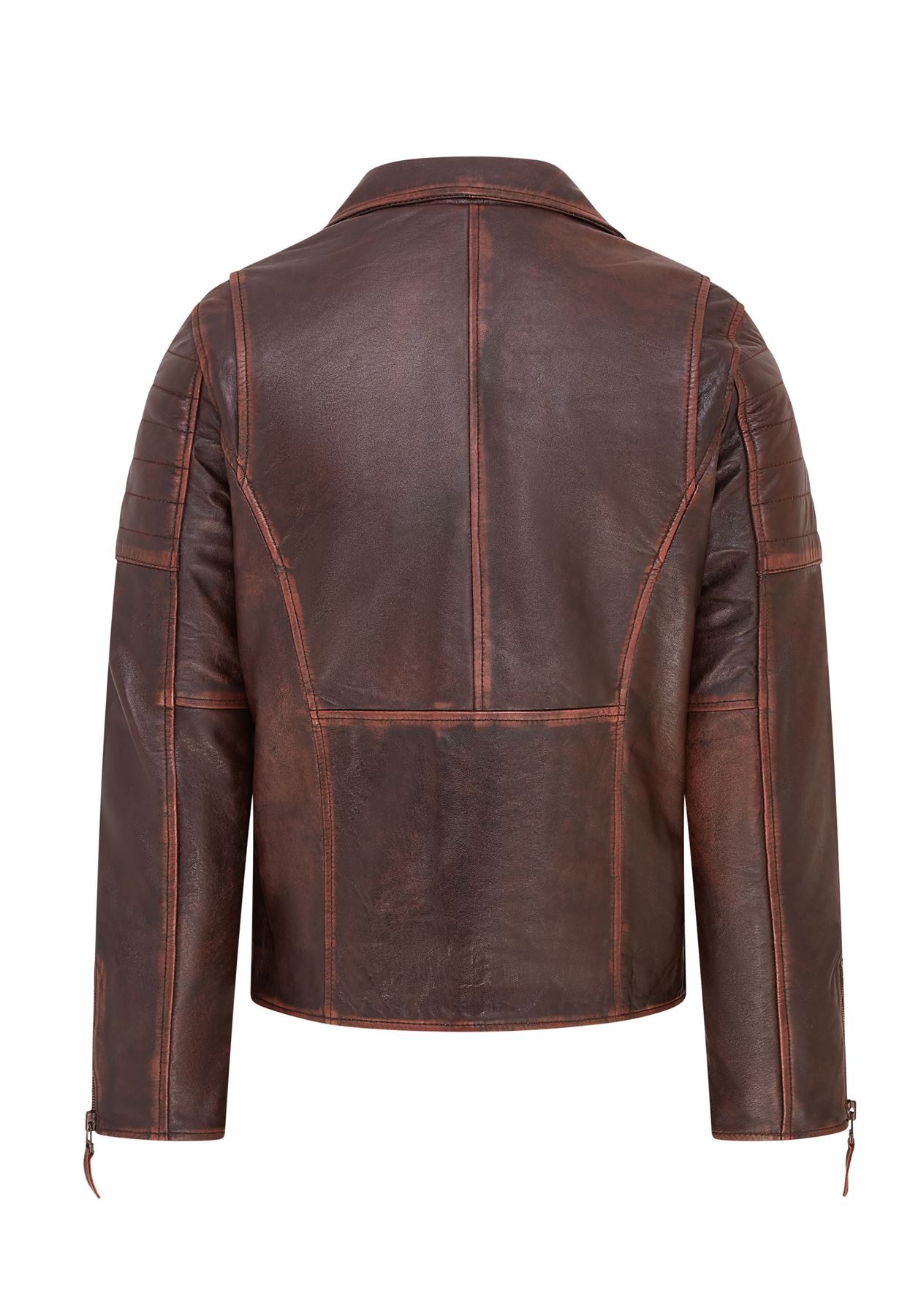 Chaqueta de Motociclista Para Hombre Calce Ajustado Estilo Brando Doble Cremallera Cruzada 100% Cuero - Imagen 5 de 30