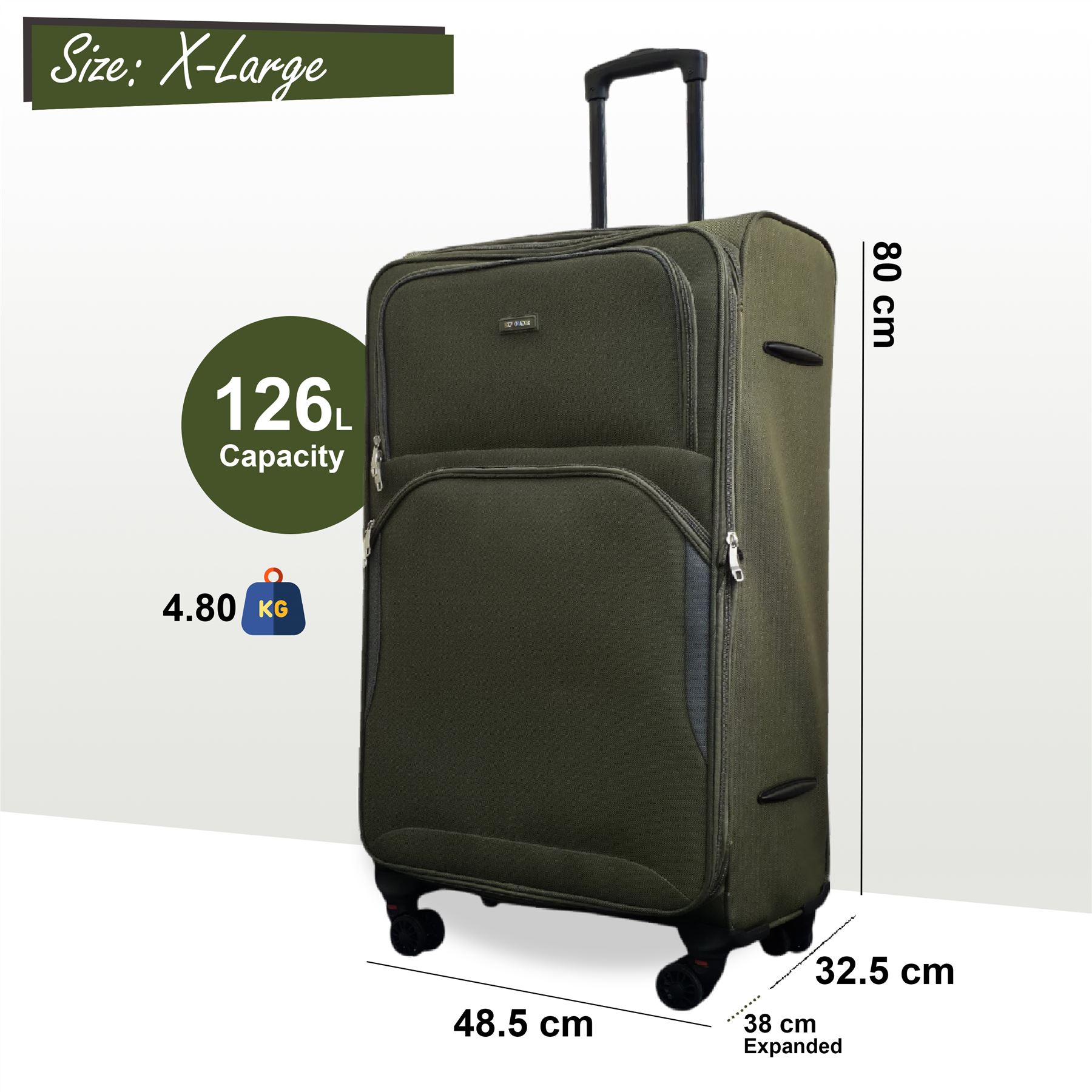 Expandable Soft Shell Suitcase 8 Wheel Luggage Set Light Carry On Cabin Bag - Picture 46 of 61