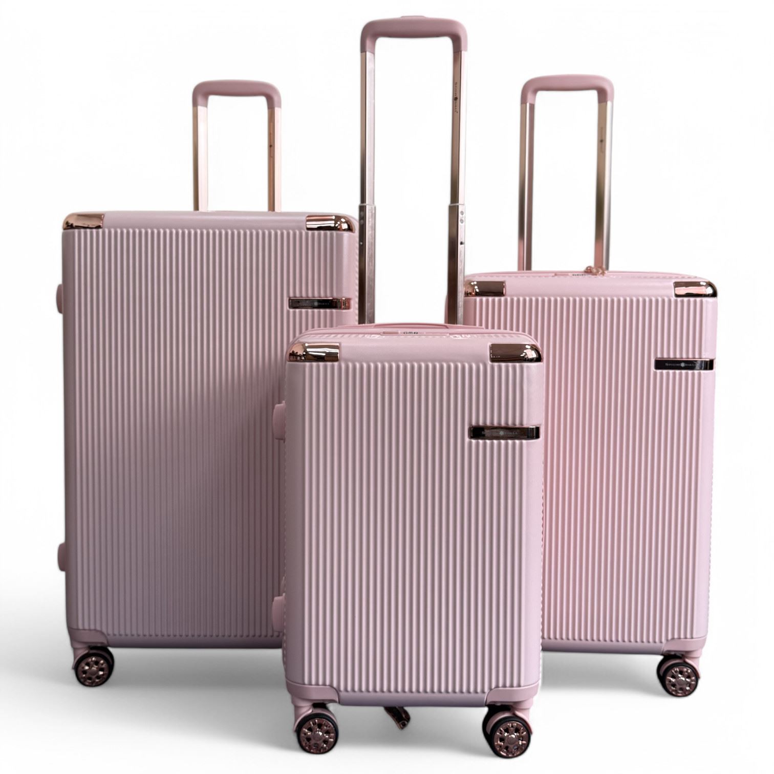 Expandable Rose Gold Hard Shell 8-Wheel Travel Suitcase Set Durable Cabin Bag - Picture 35 of 35