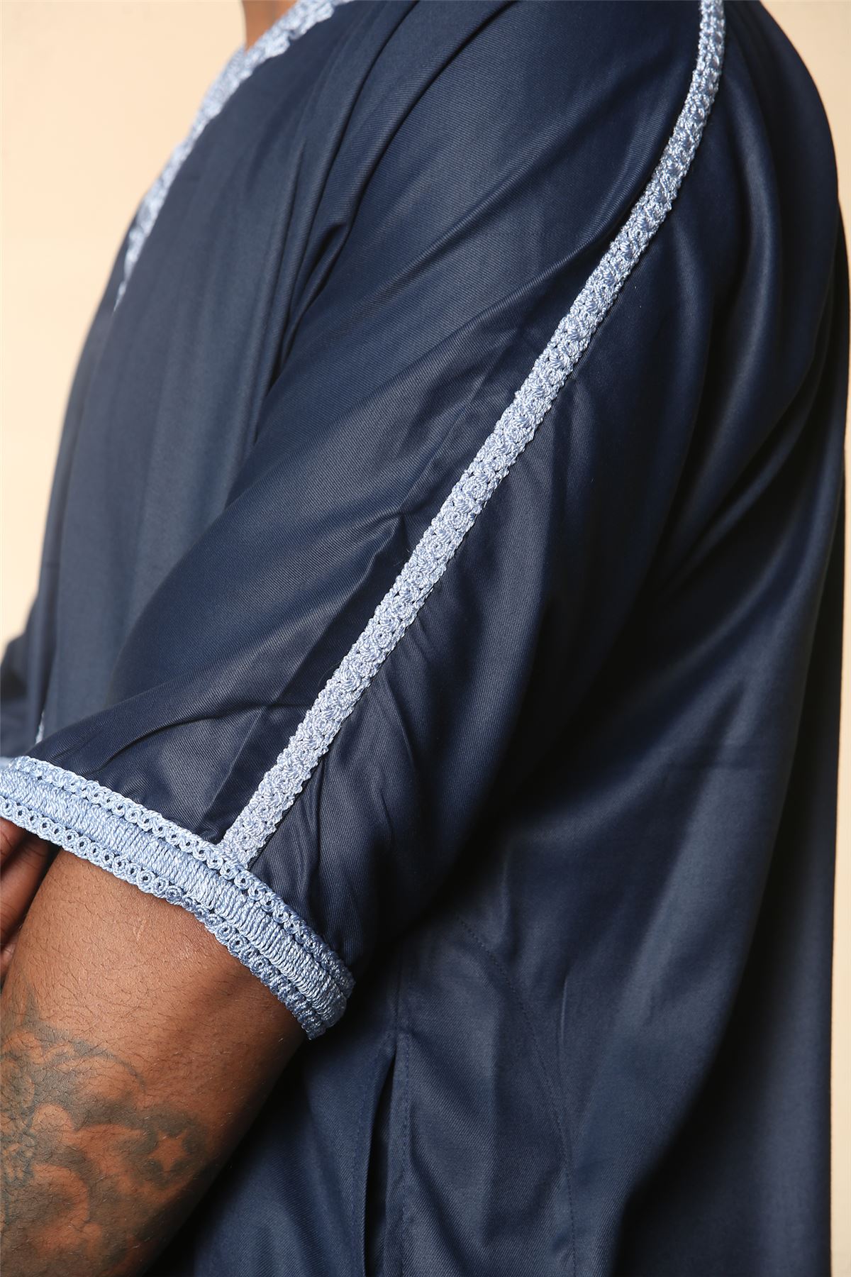 Herren Marokkanische Thobe Islamische Kleidung Jubba Eid Djellaba Kurzarm Gandoura - Bild 6 von 7