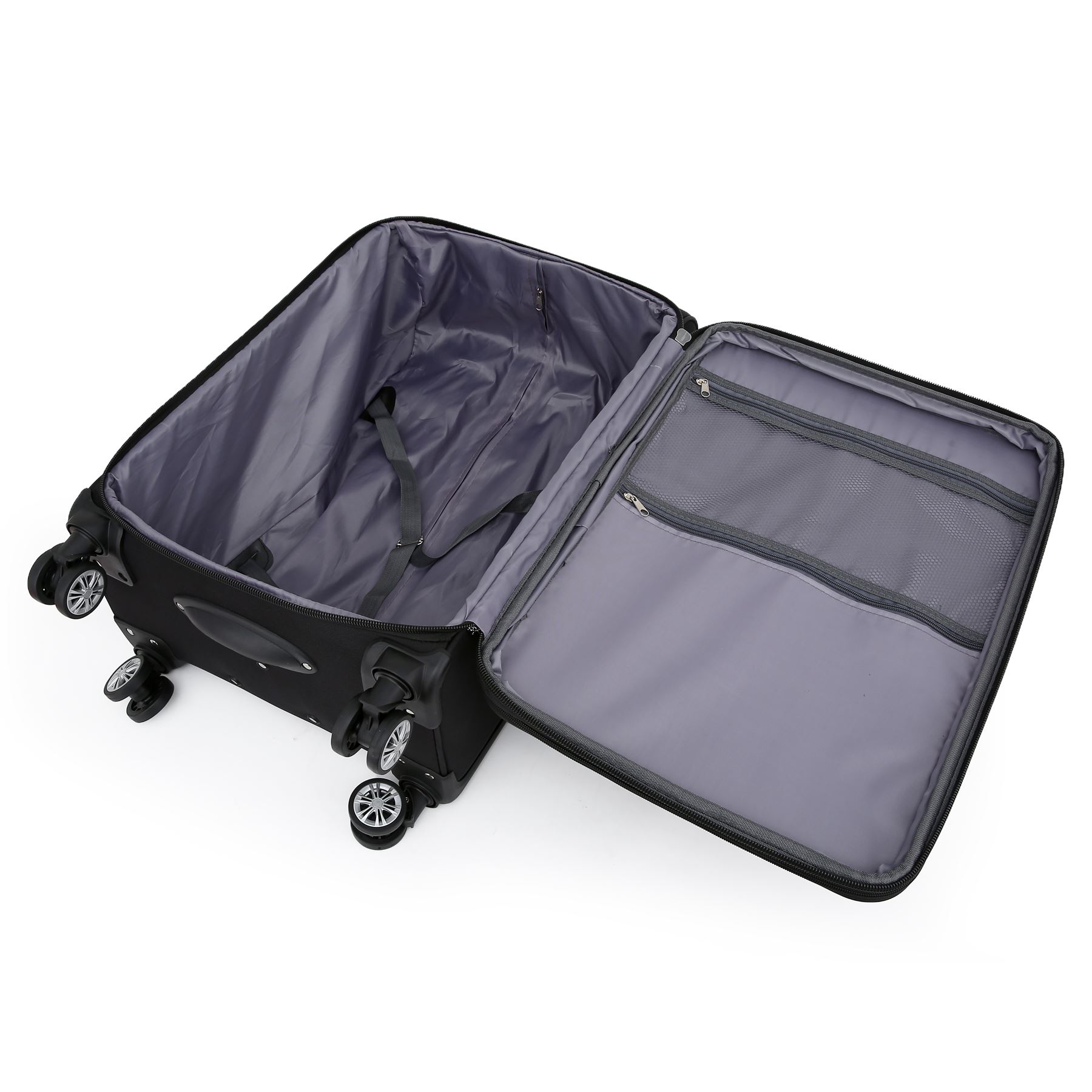 Black Soft Suitcase 8 Wheel Luggage Set TSA , Bag - Picture 31 of 32