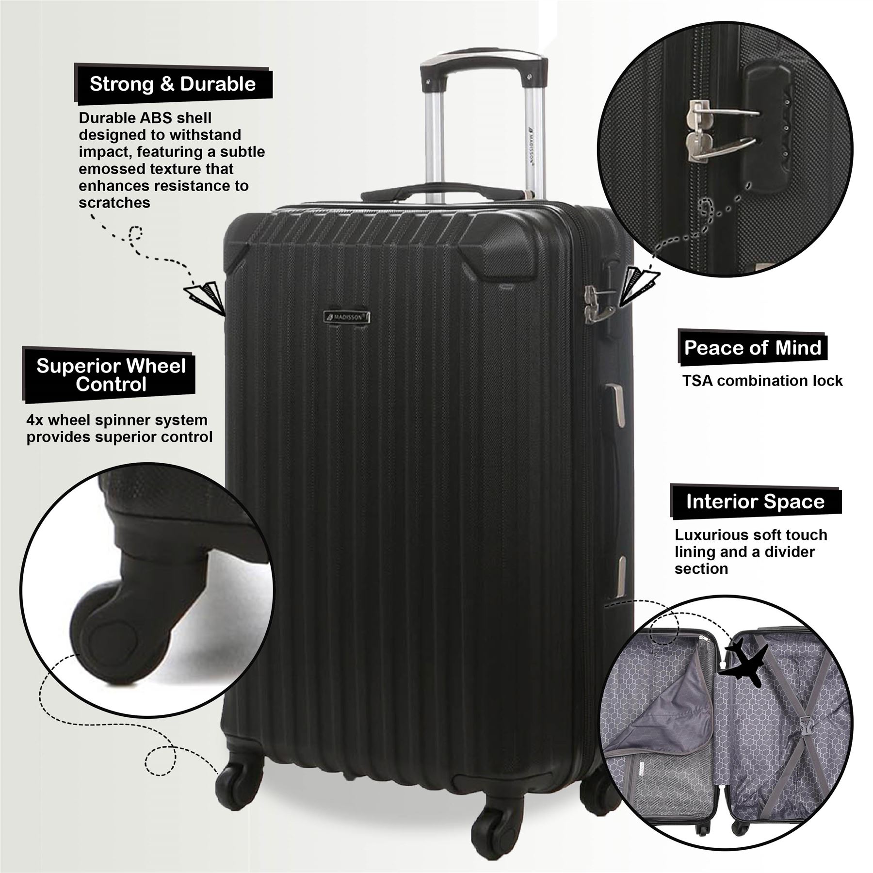 Maleta rígida cabina 55 x 27 x 22 cm ABS adecuada para Easyjet, Ryanair - Imagen 4 de 45