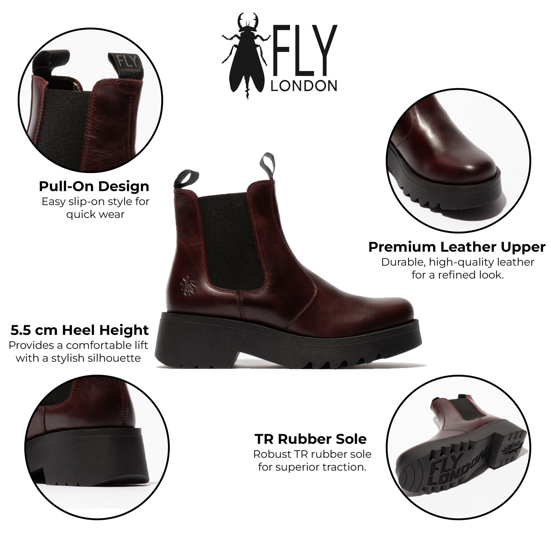 Fly London Mujer MEDI789 Botas Cuña Chelsea Tobillo Cuero Plataforma Reino Unido 3-8 - Imagen 14 de 17