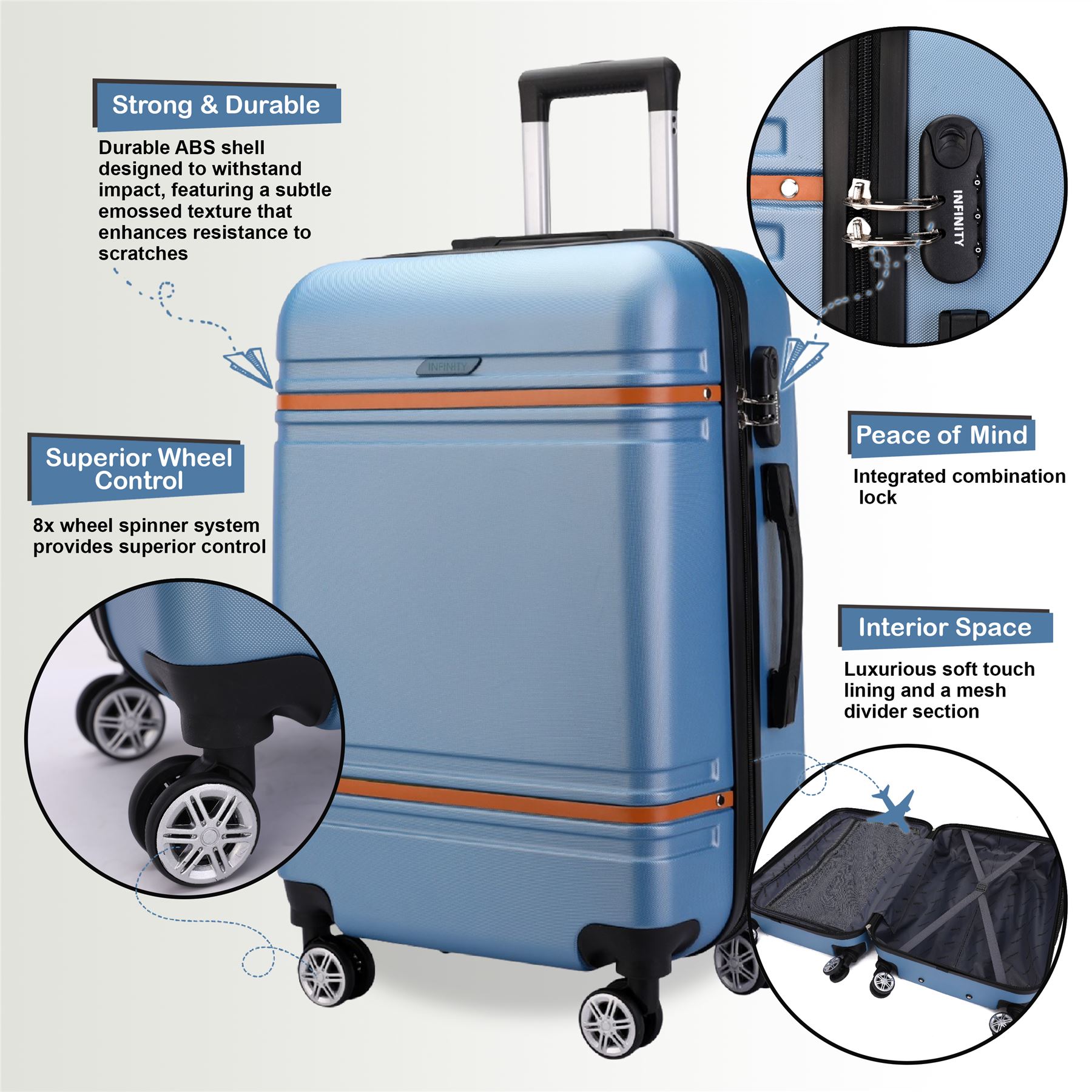 Cabina rígida 36 x 22 x 56 cm ABS adecuado para Easyjet, Ryanair, Wizzair - Imagen 18 de 22
