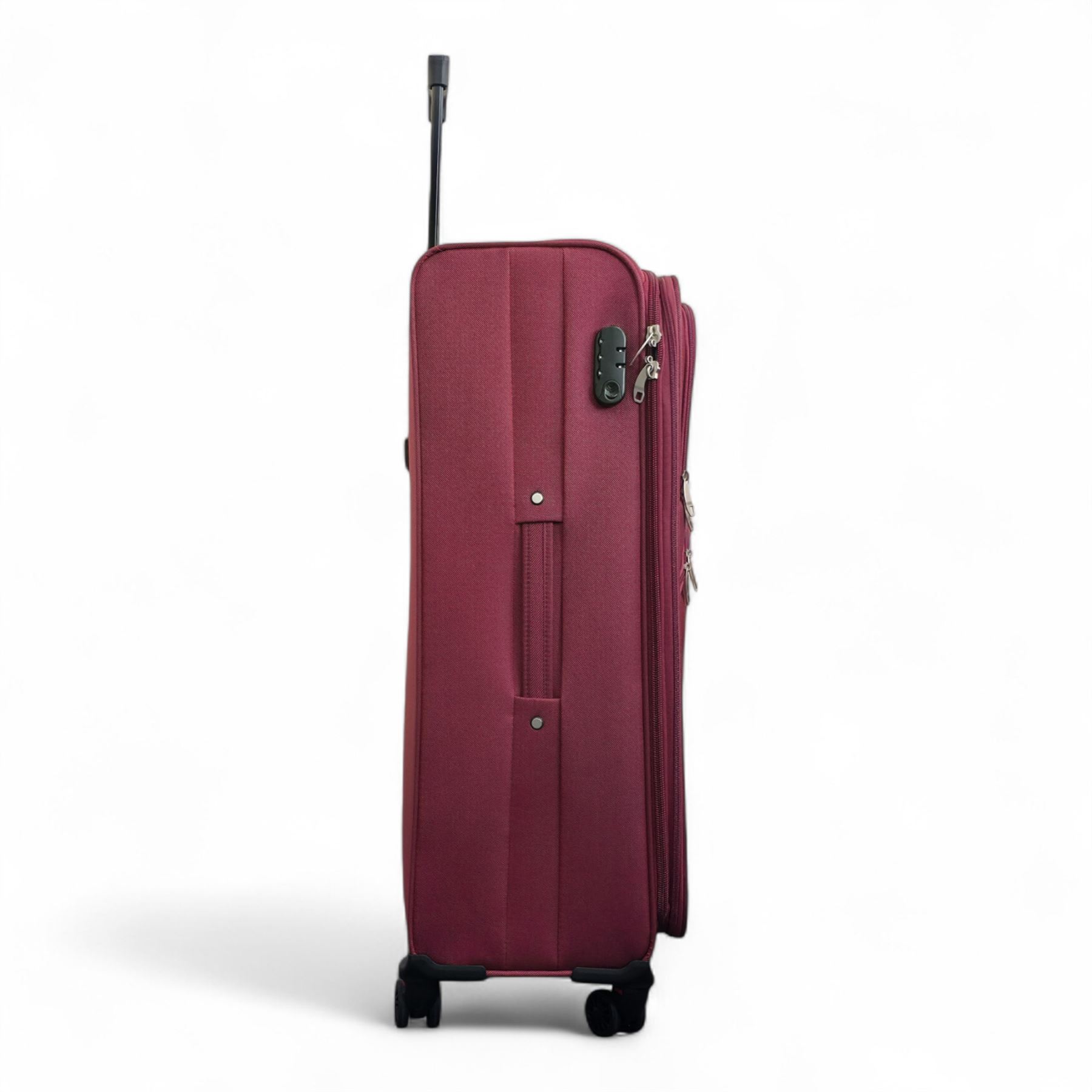Burgundy Red Expandable Soft Shell Suitcase 8 Wheel Set Light Carry On Cabin Bag - Picture 6 of 36