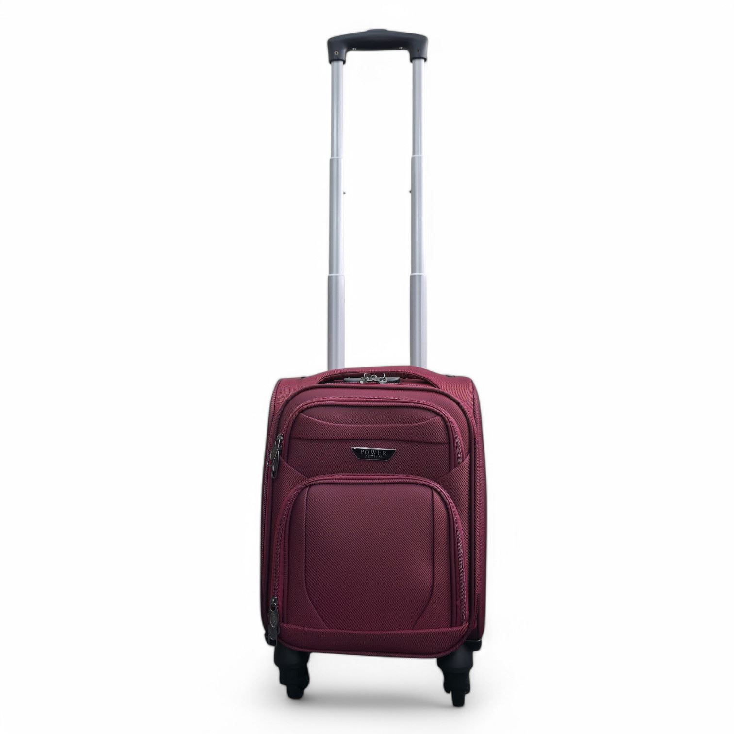 Soft Shell Lightweight Wine Burgundy Nylon Suitcase Set 4 Wheel Travel Case Bags - Picture 26 of 37