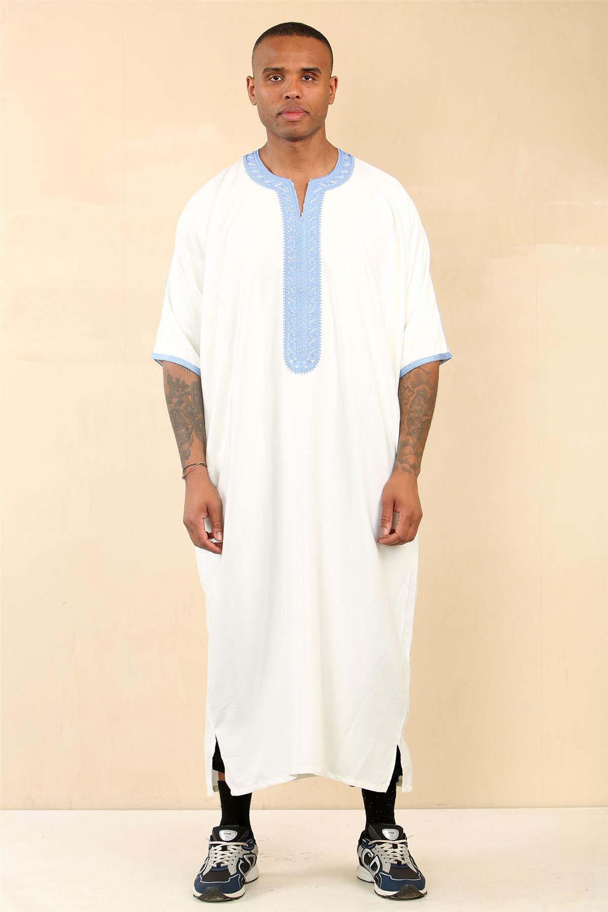 Mens Moroccan Thobe Djellaba islamic Clothing Jubba Eid Ramadan Arab ShortSleeve - Picture 10 of 14