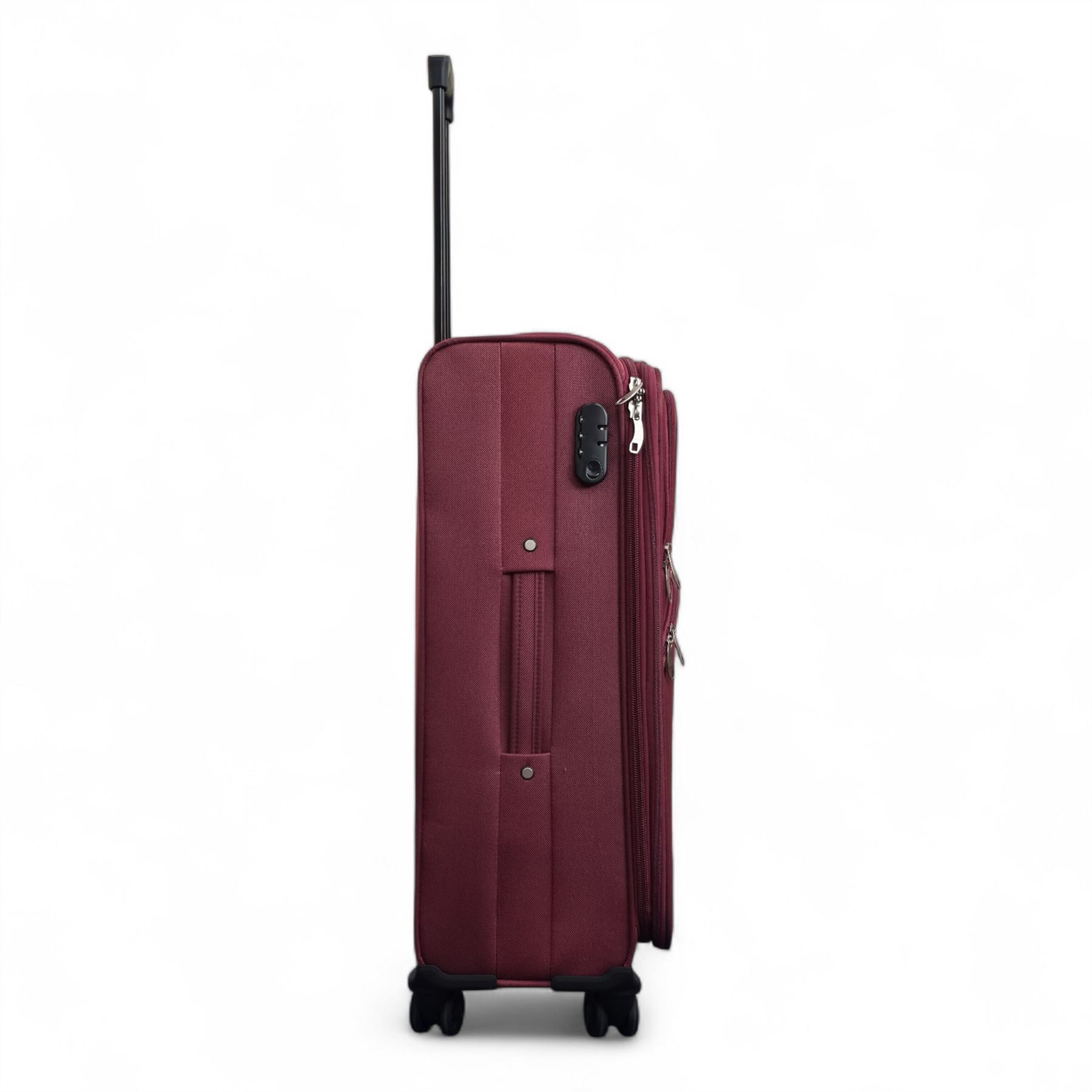 Burgundy Red Expandable Soft Shell Suitcase 8 Wheel Set Light Carry On Cabin Bag - Picture 18 of 36