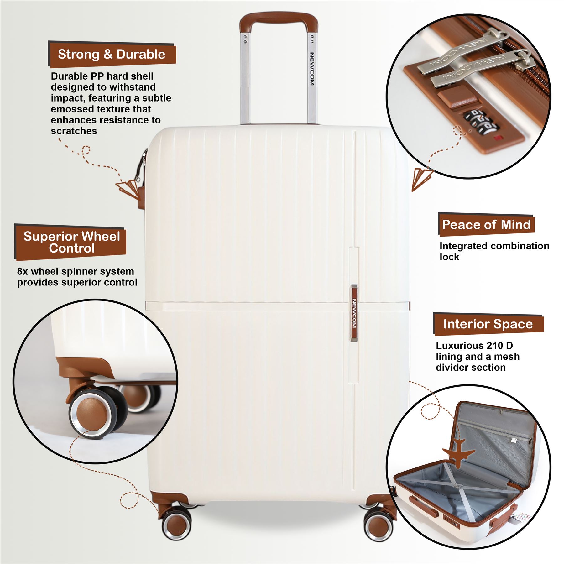 Hard Shell Cabin 37 x 22 x 56 cm PP Luggage Suitable for Easyjet, Ryanair - Picture 25 of 31