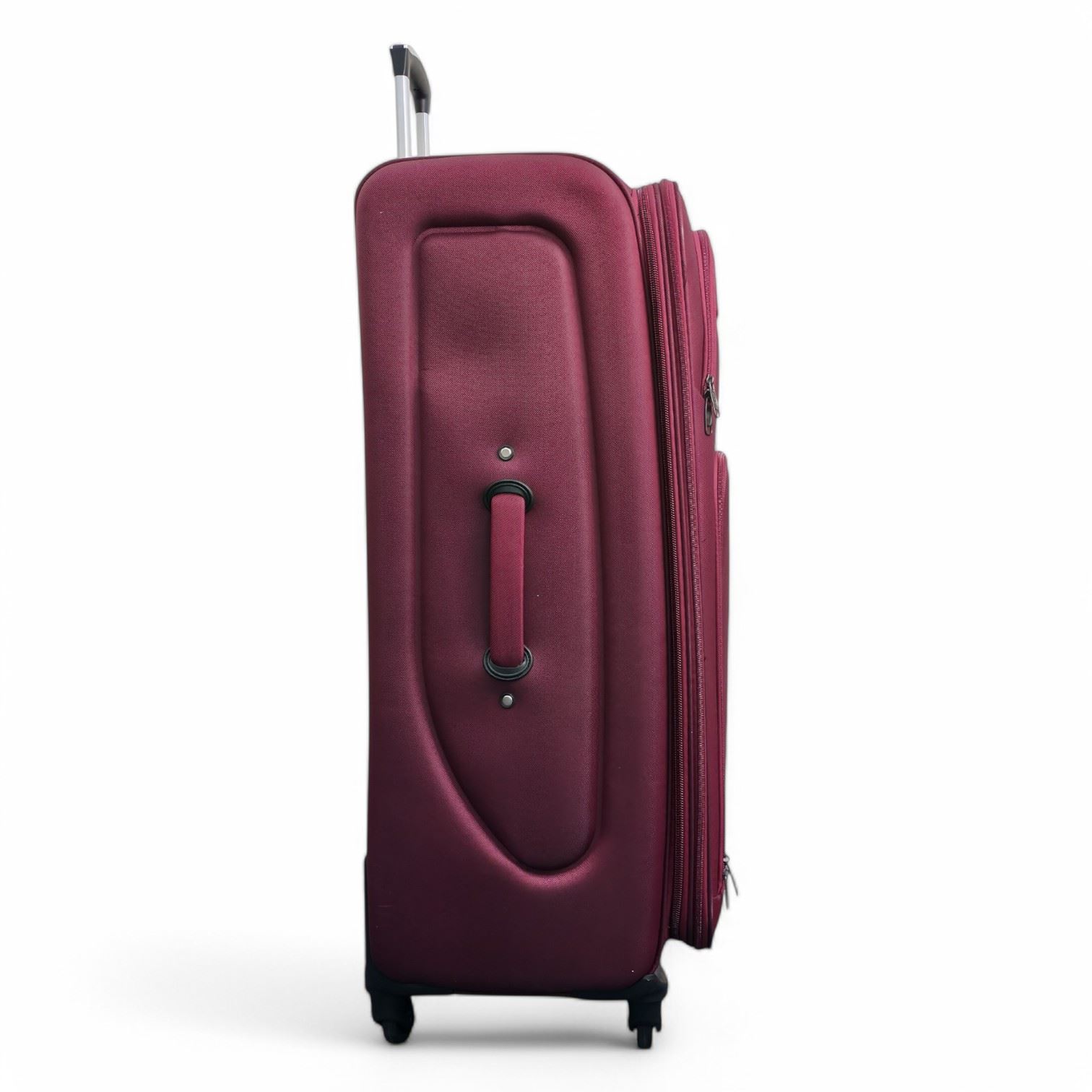 Soft Shell Lightweight Wine Burgundy Nylon Suitcase Set 4 Wheel Travel Case Bags - Picture 36 of 37