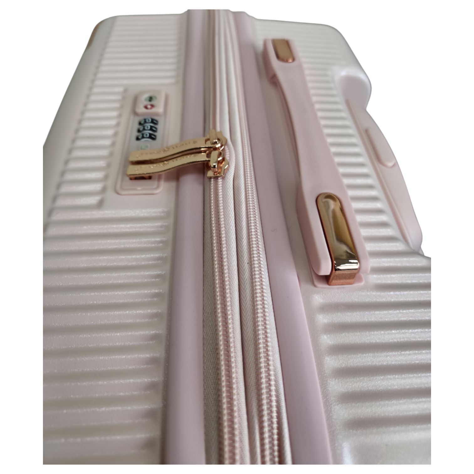 Expandable Rose Gold Hard Shell 8-Wheel Travel Suitcase Set Durable Cabin Bag - Picture 30 of 35