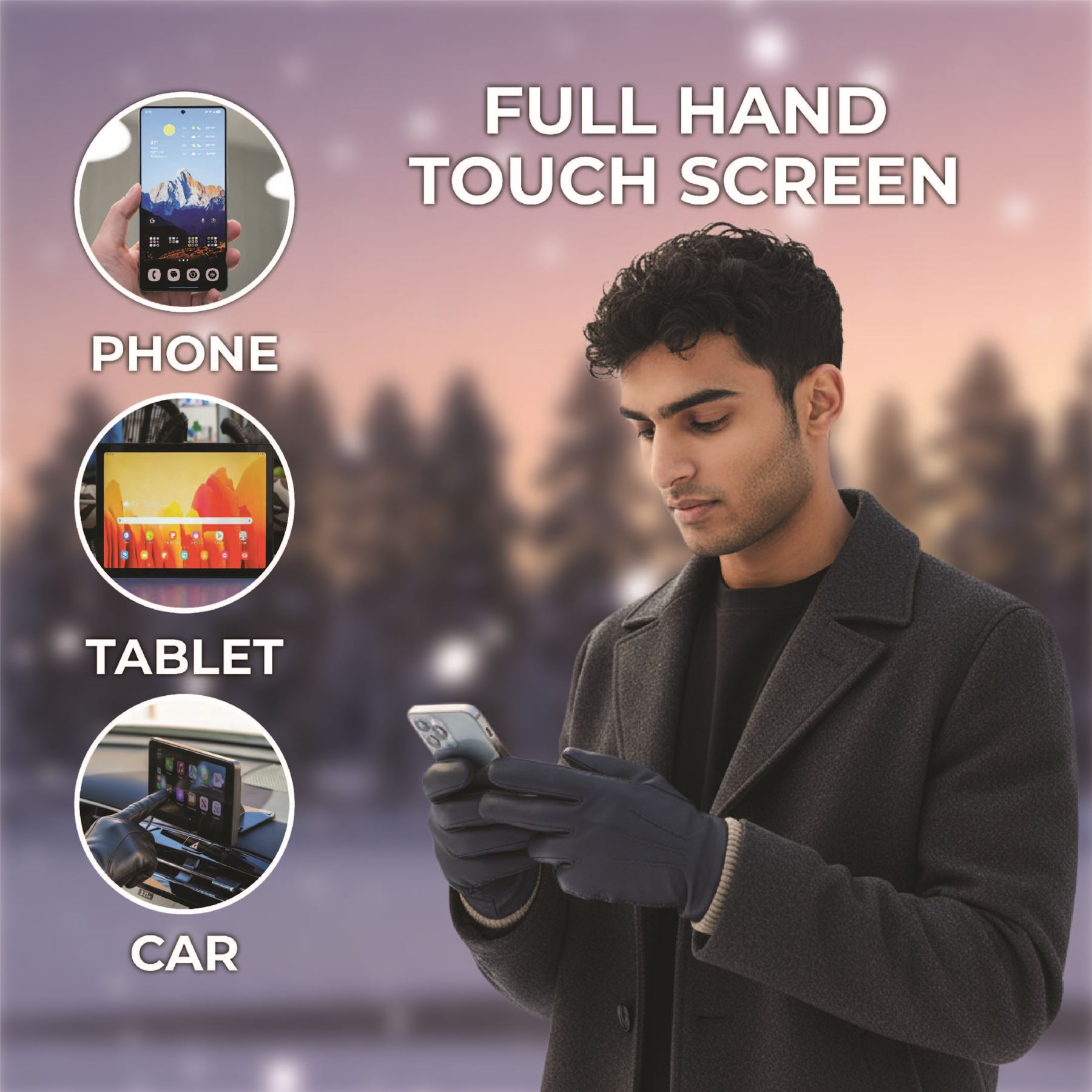 Herren Italienisch Leder Wollfutter Strick Rippbündchen Reiten Fahren Freizeit Handschuhe - Bild 16 von 31