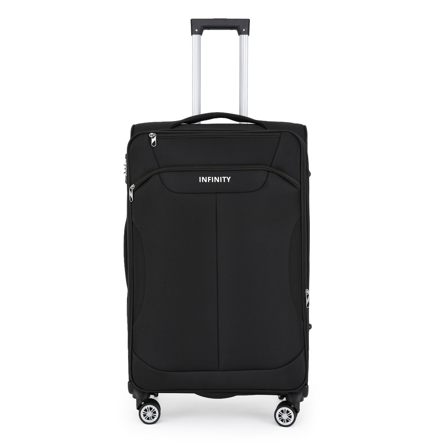Black Soft Suitcase 8 Wheel Luggage Set TSA , Bag - Picture 2 of 32