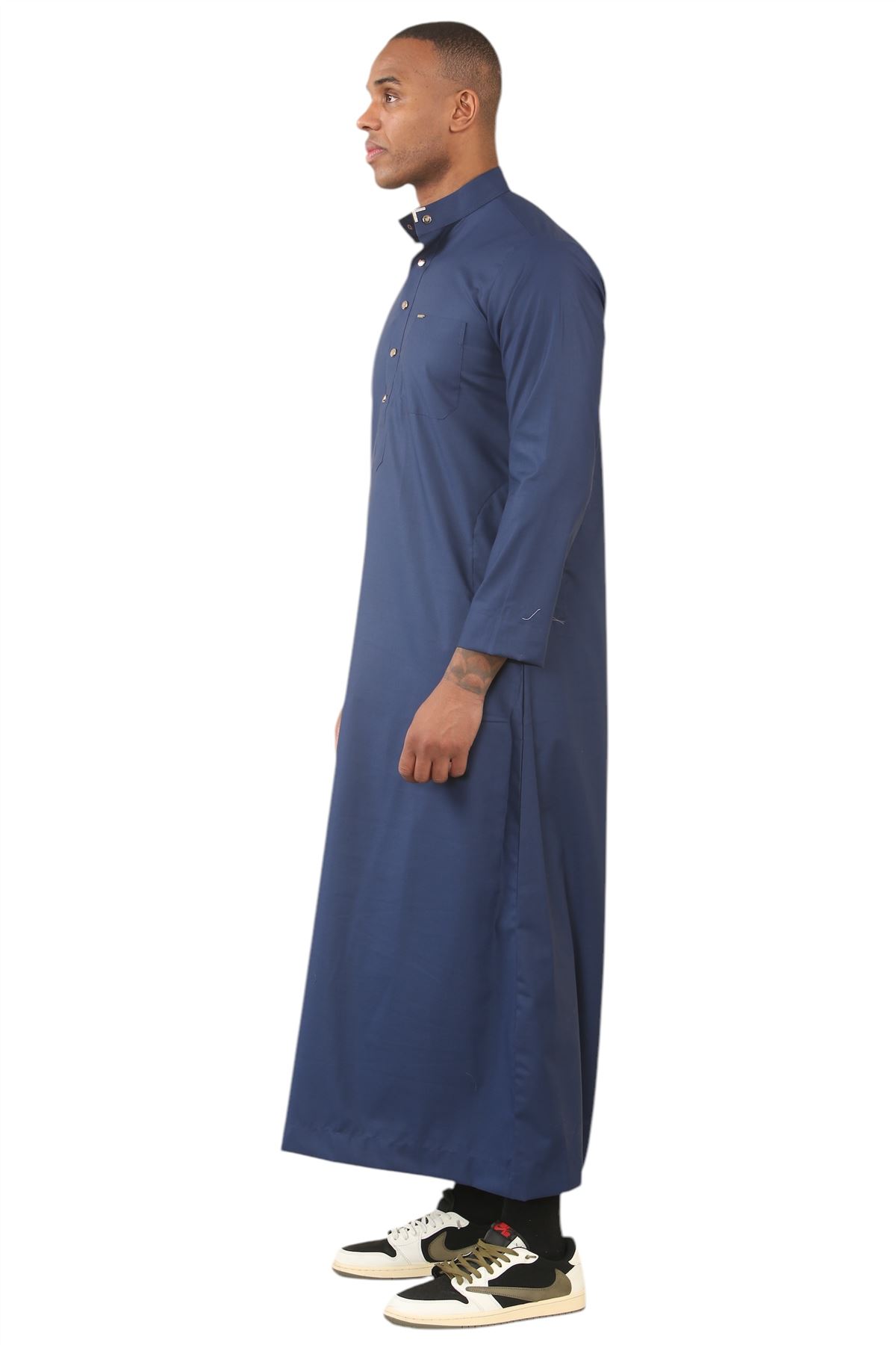 Men's Thobe Emirati Islamic Clothing Jubba Robe Muslim Eid Ramadan Arab Saudi - Picture 15 of 23