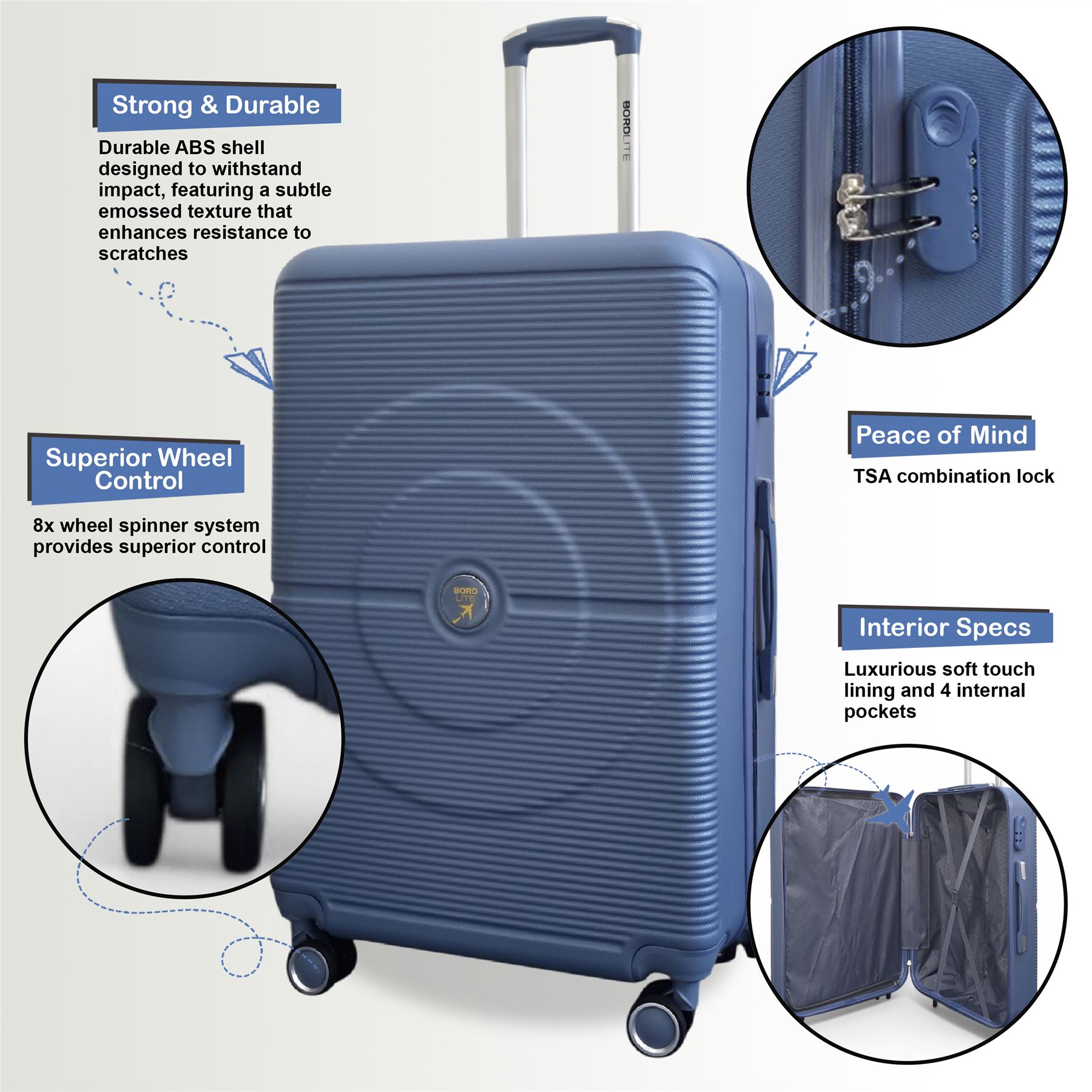 Maleta de cabina rígida ABS 56 x 35 x 20 cm adecuada para Easyjet, Ryanair - Imagen 11 de 29