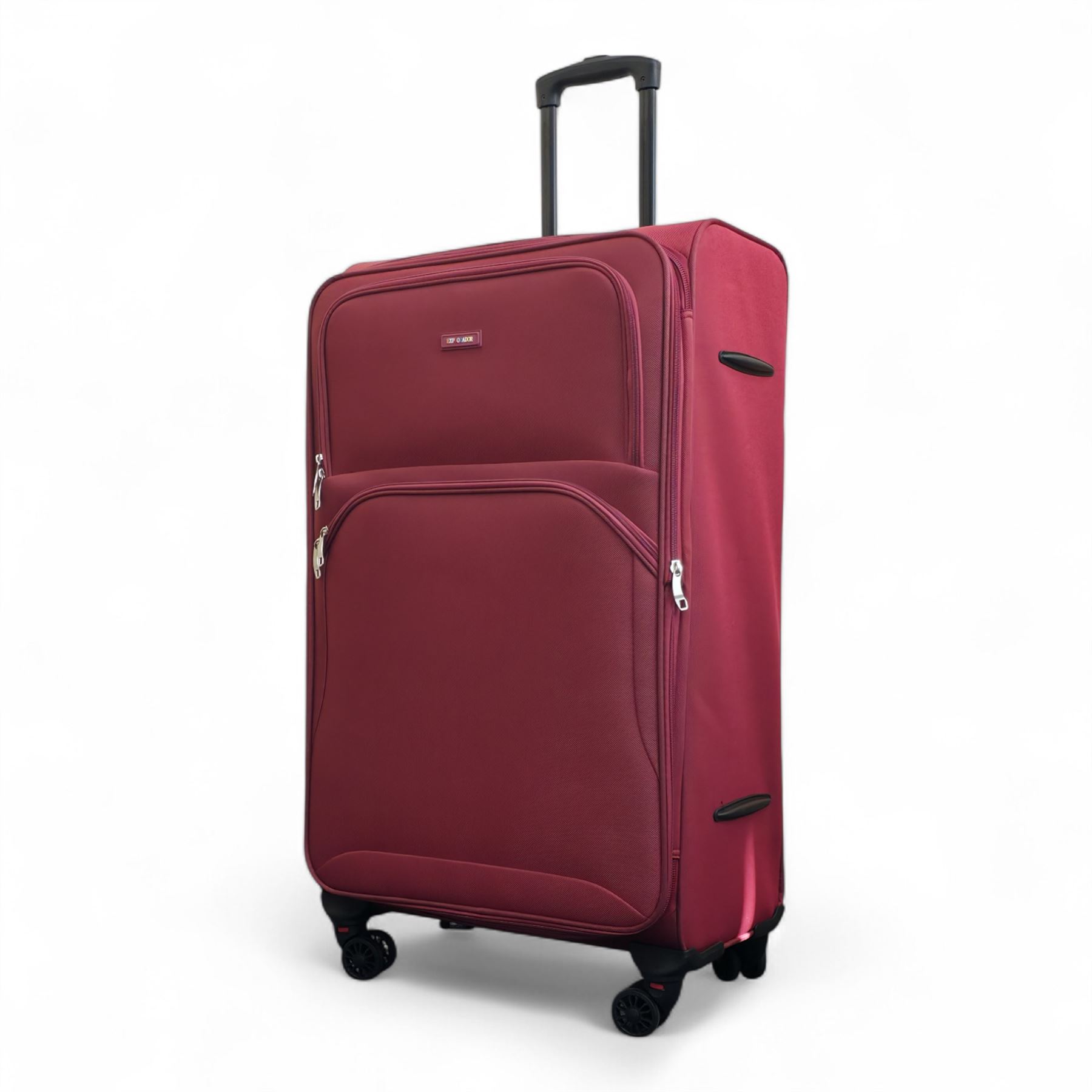 Burgundy Red Expandable Soft Shell Suitcase 8 Wheel Set Light Carry On Cabin Bag - Picture 5 of 36