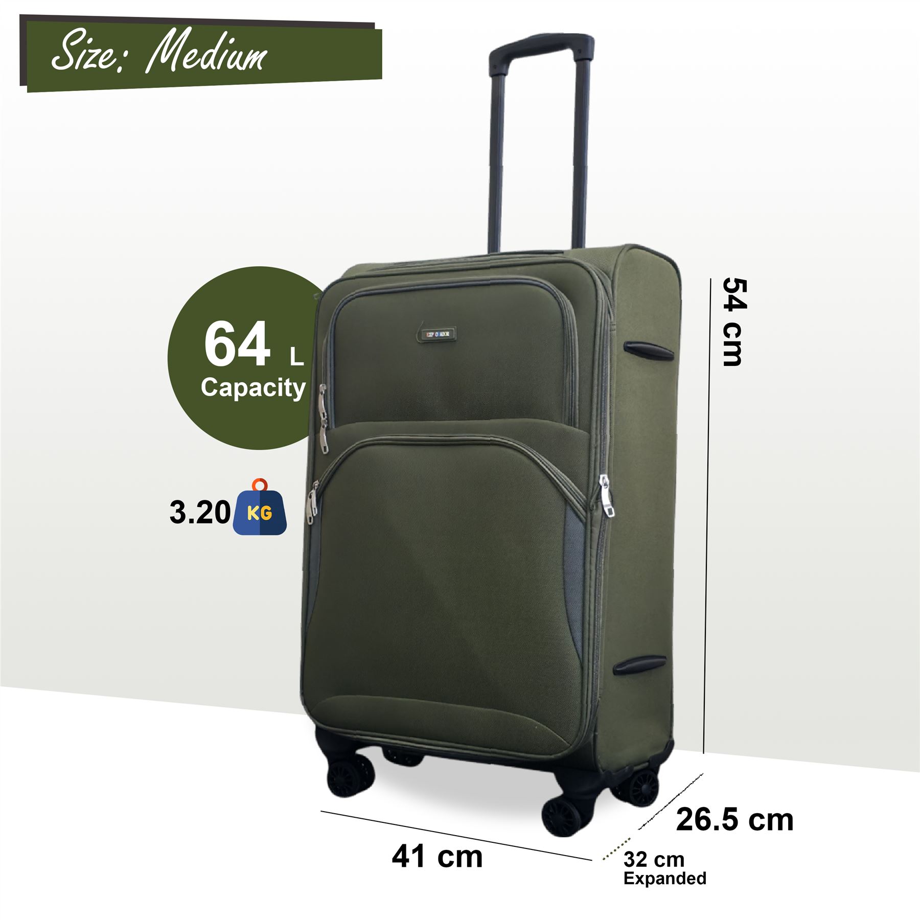 Expandable Soft Shell Suitcase 8 Wheel Luggage Set Light Carry On Cabin Bag - Picture 44 of 61