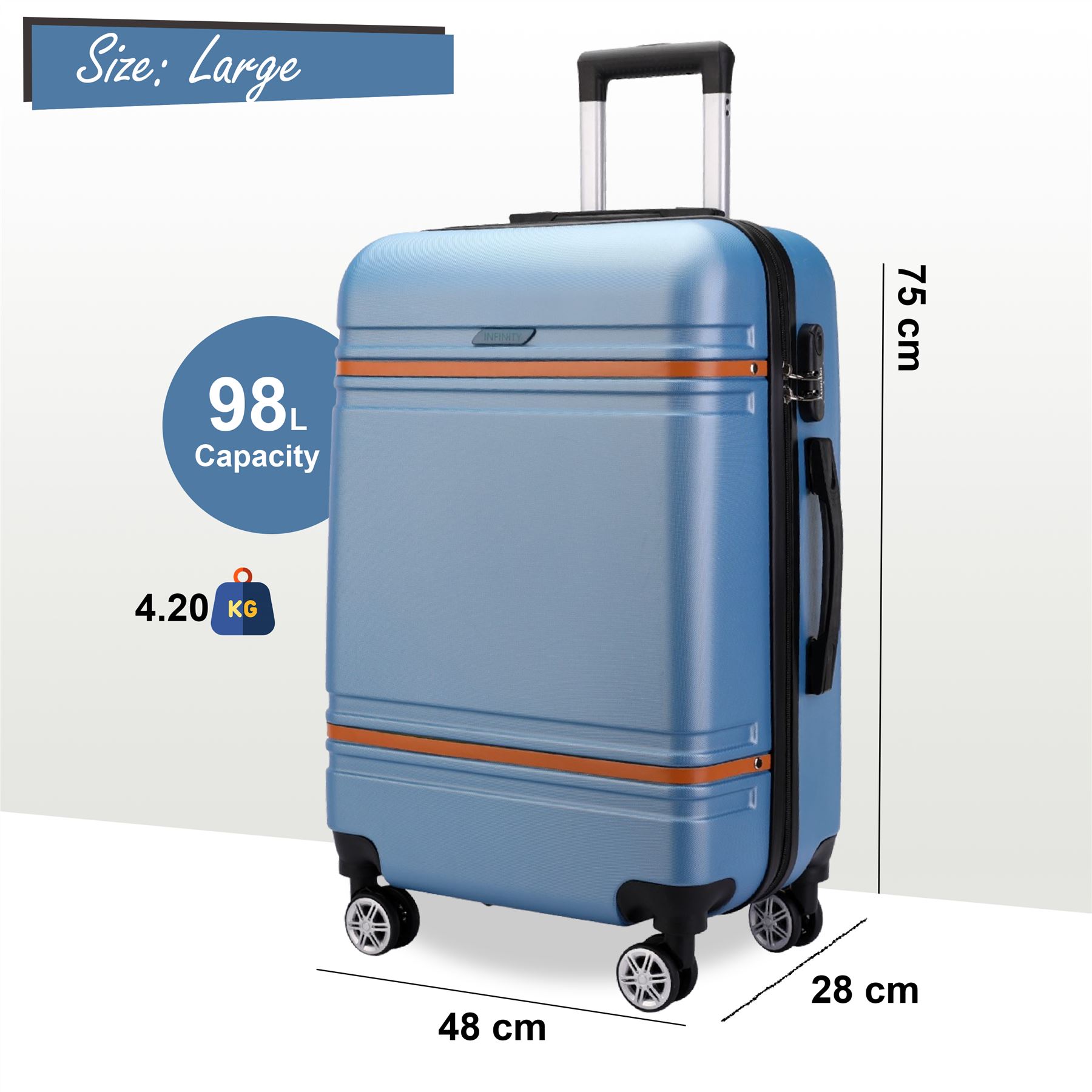 Juego de maleta de cabina rígida azul marino resistente ABS equipaje ligero - Imagen 3 de 29