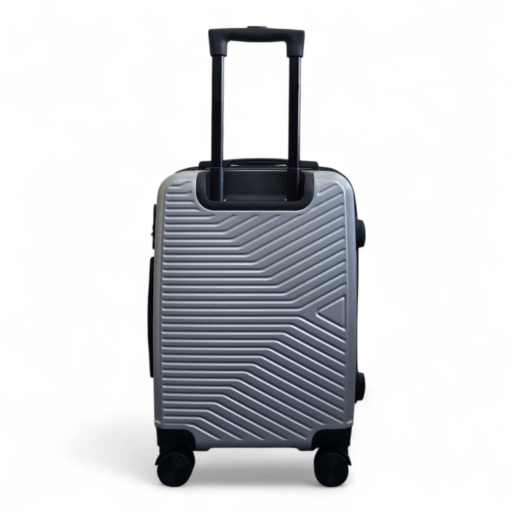 Strong Silver Hardshell Set Dual 4 Wheel ABS Trolley Cabin Suitcase - Picture 15 of 31