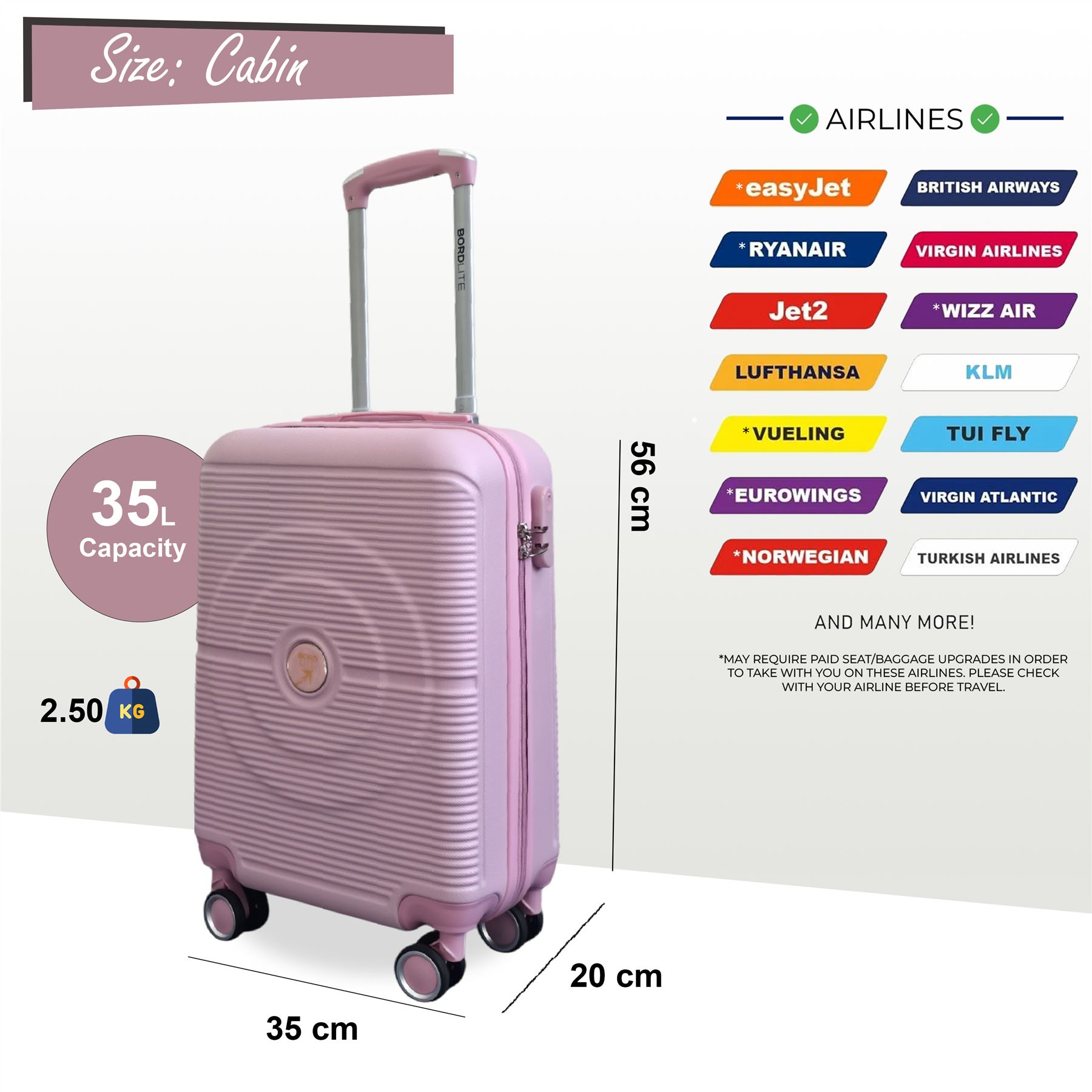Maleta de cabina rígida ABS 56 x 35 x 20 cm adecuada para Easyjet, Ryanair - Imagen 24 de 29