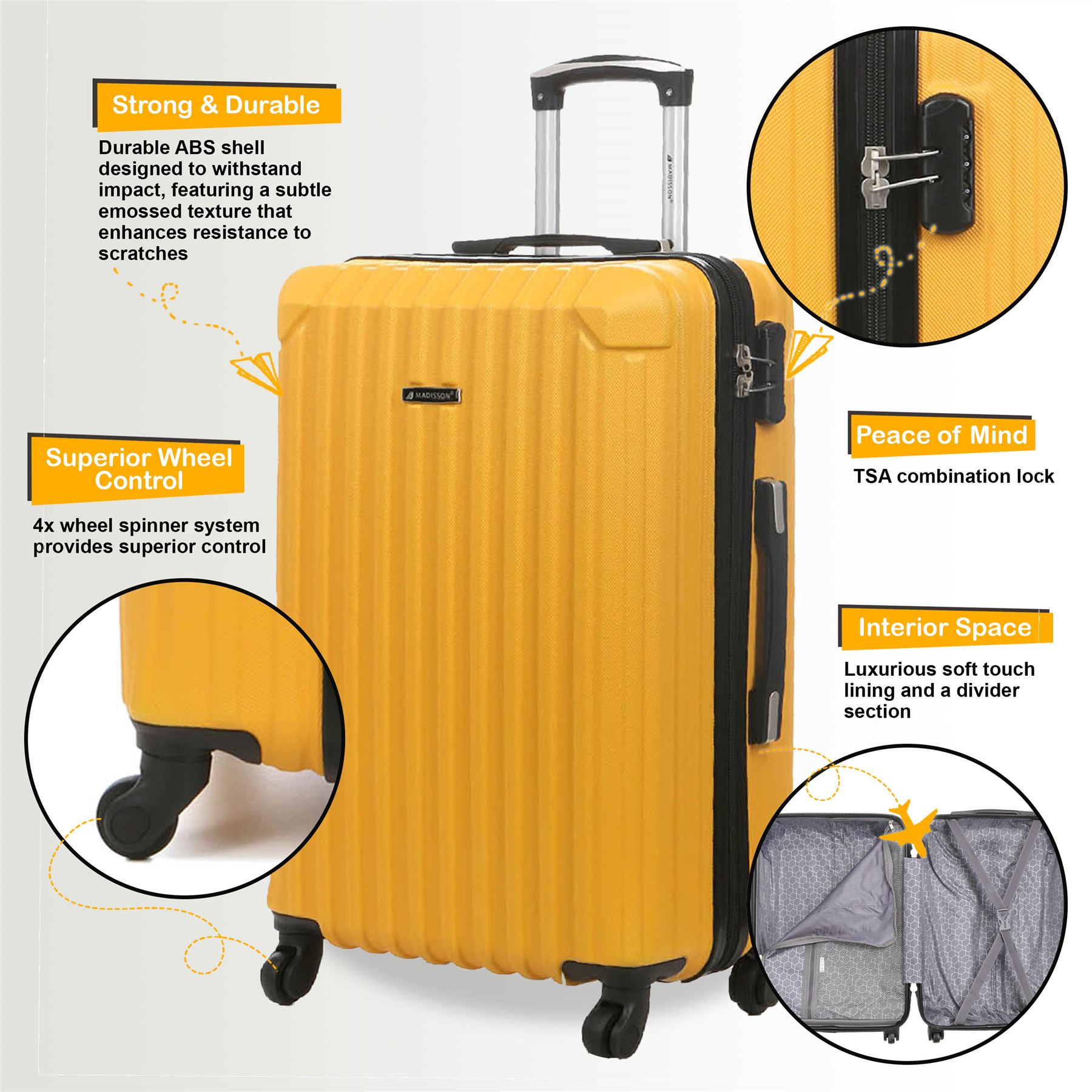 Maleta rígida cabina 55 x 27 x 22 cm ABS adecuada para Easyjet, Ryanair - Imagen 36 de 45