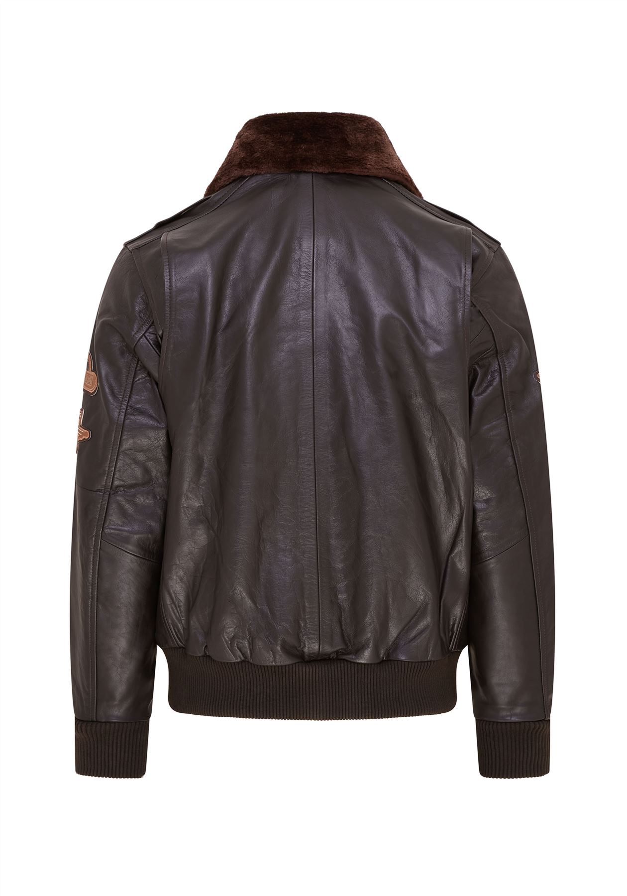 Mens Leather Bomber Jacket Air Force Badge Pilot Flying US Aviator Jacket - Picture 11 of 13