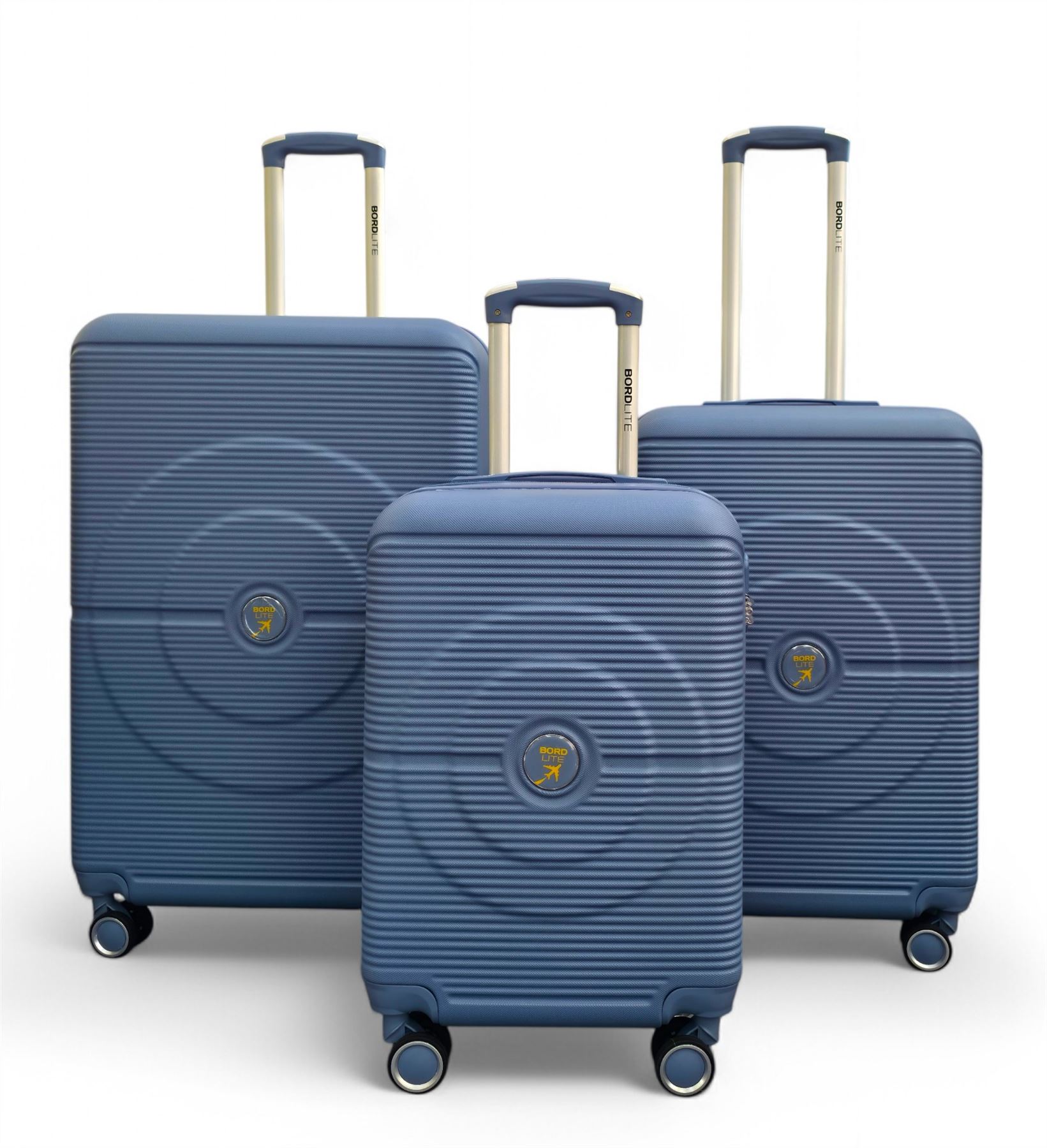 Robust ABS Hard Shell Light Blue 8 Wheels Luggage Travel Cabin Suitcase Set - Picture 23 of 26