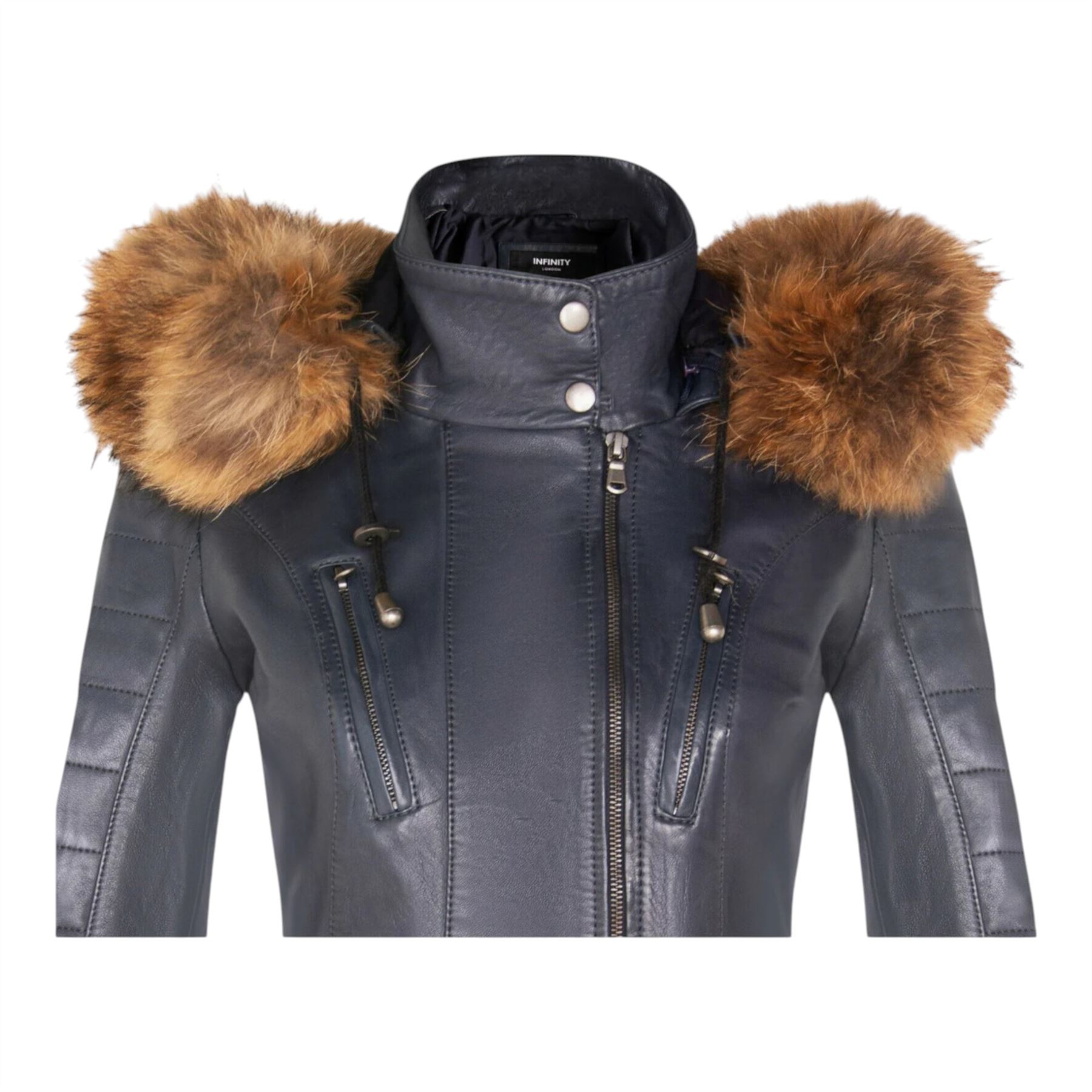 Womens Quilted Leather Parka Jacket-Winton - Picture 19 of 31
