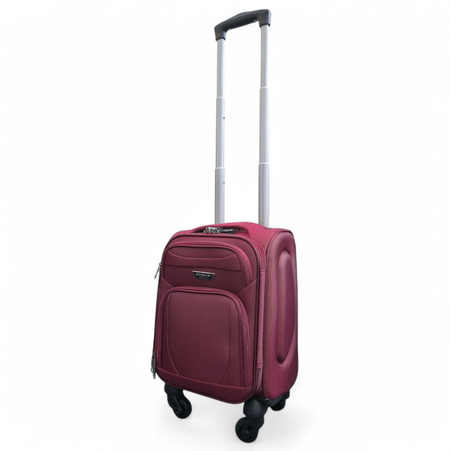 Soft Shell Lightweight Wine Burgundy Nylon Suitcase Set 4 Wheel Travel Case Bags - Picture 29 of 37
