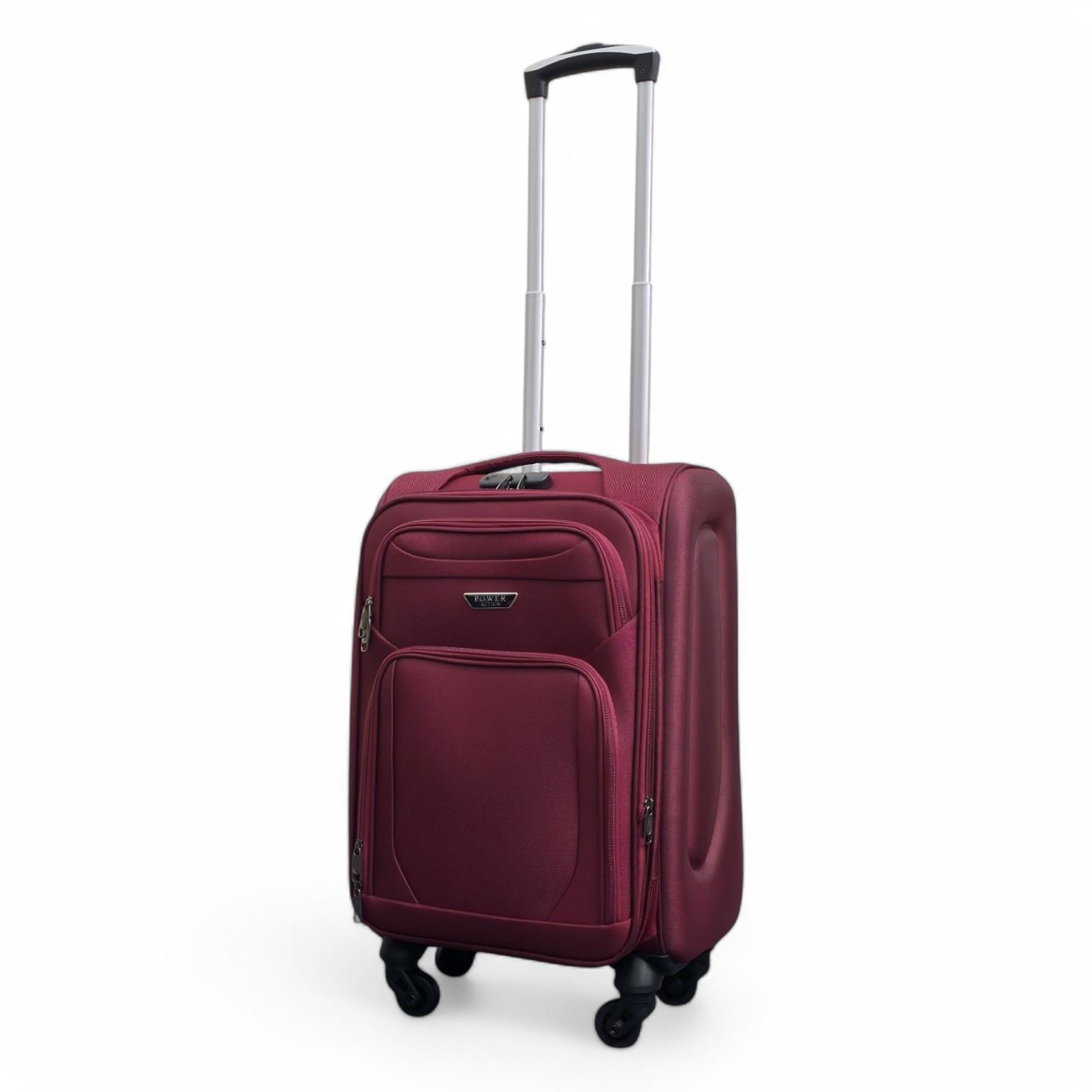 Soft Shell Lightweight Wine Burgundy Nylon Suitcase Set 4 Wheel Travel Case Bags - Picture 11 of 37