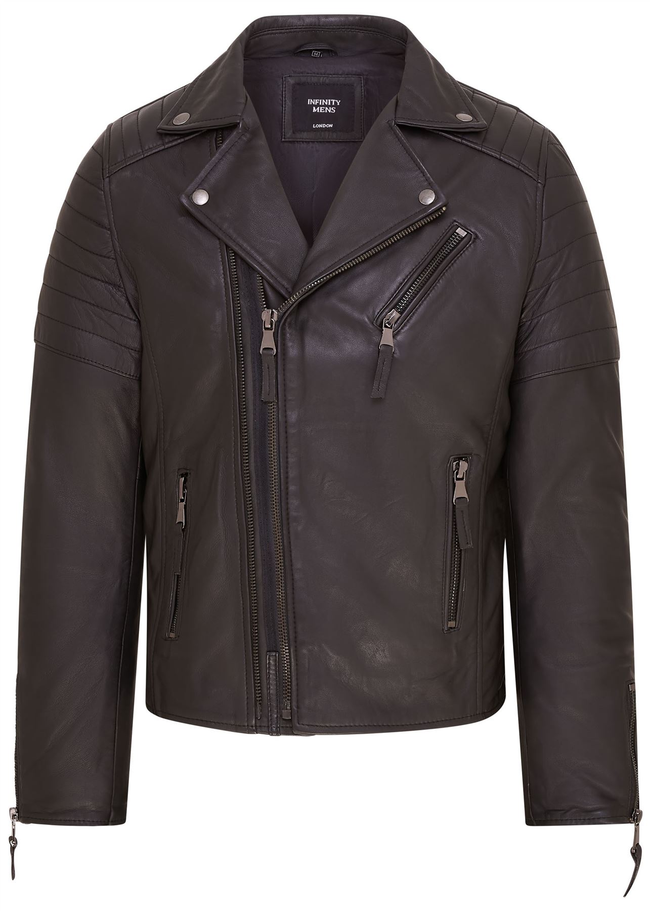 Chaqueta de Motociclista Para Hombre Calce Ajustado Estilo Brando Doble Cremallera Cruzada 100% Cuero - Imagen 25 de 30