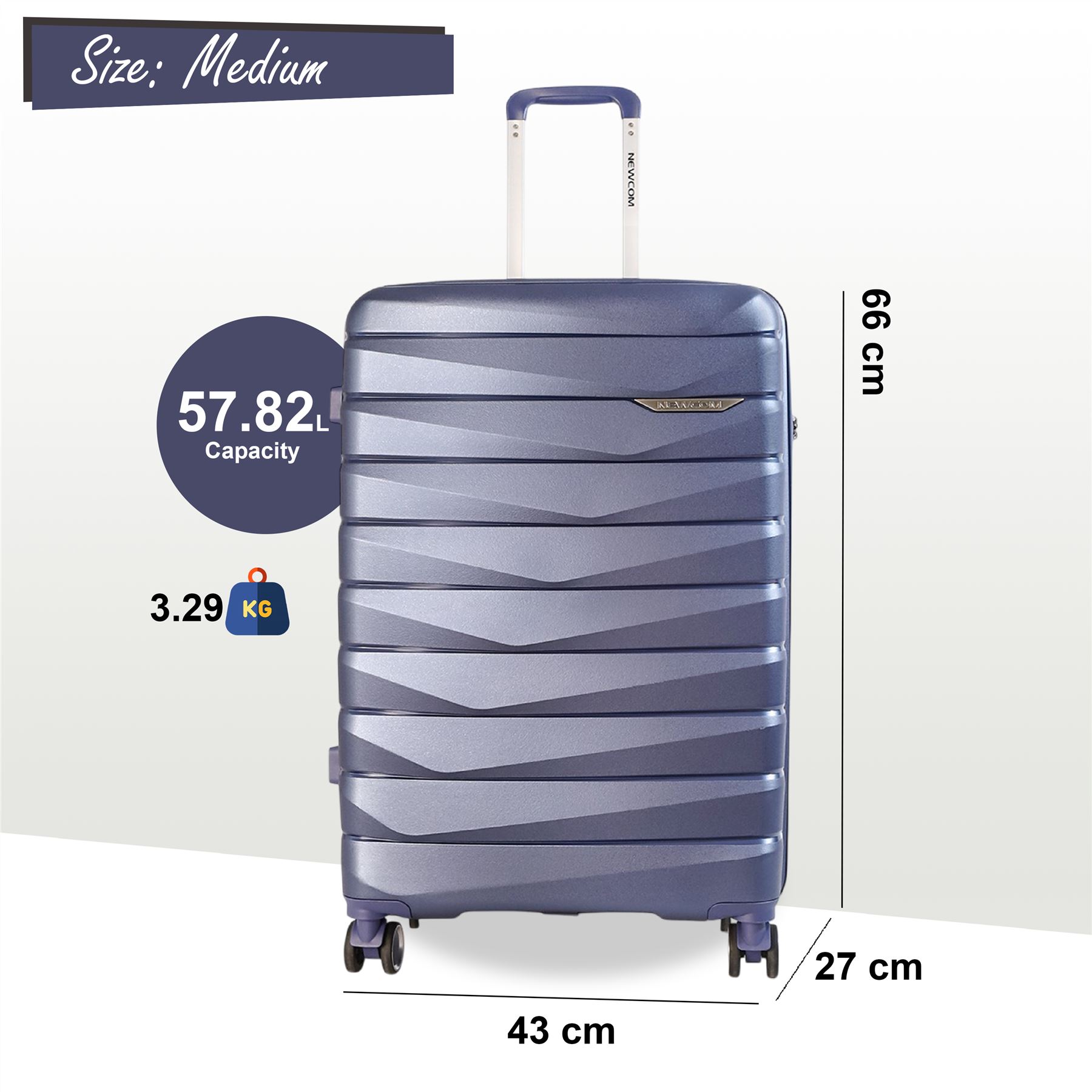 Hard Shell TSA Blue Strong Suitcase Set 8 Wheel Cabin Luggage Case - Picture 22 of 36
