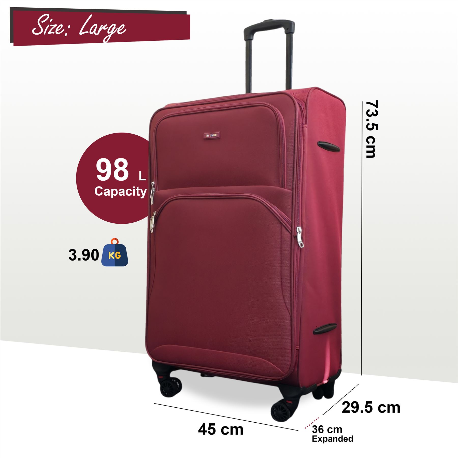 Expandable Soft Shell Suitcase 8 Wheel Luggage Set Light Carry On Cabin Bag - Picture 57 of 61