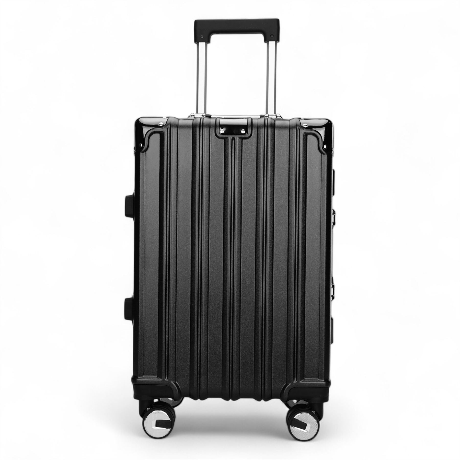 Hardshell Charcoal Black Suitcase Set Robust 8 Wheel Luggage Cabin Case Bag