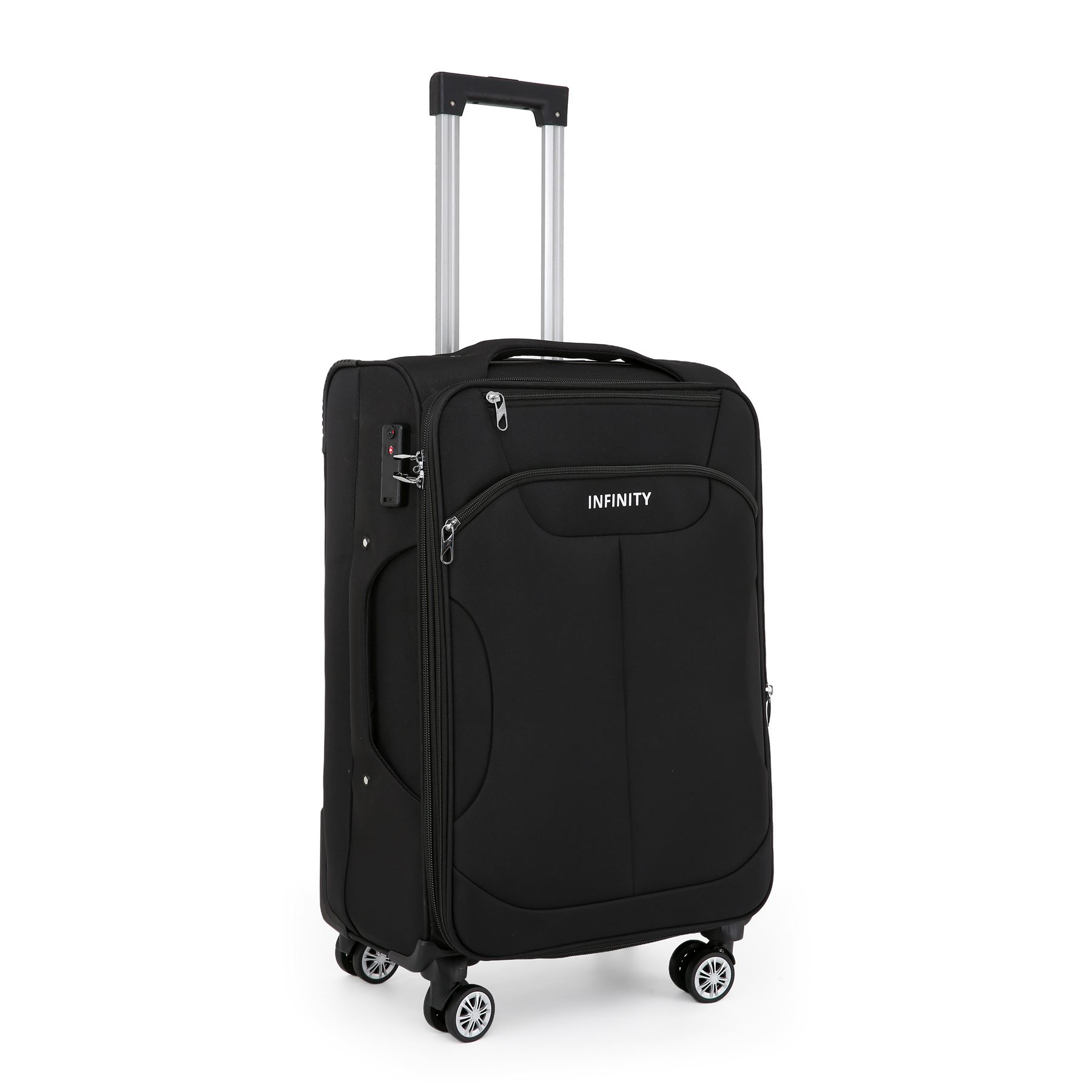 Black Soft Suitcase 8 Wheel Luggage Set TSA , Bag - Picture 13 of 32