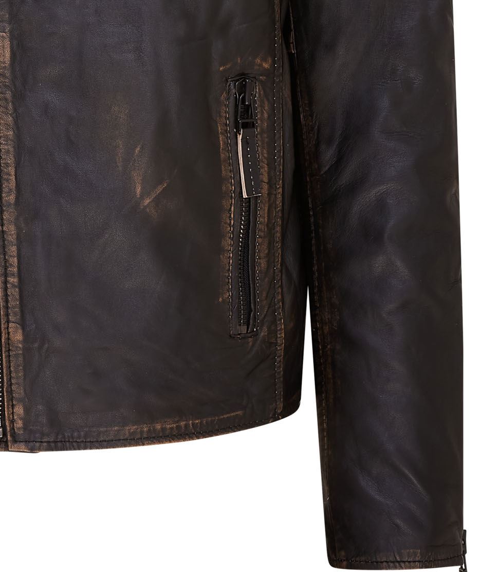 Chaqueta de Motociclista Para Hombre Calce Ajustado Estilo Brando Doble Cremallera Cruzada 100% Cuero - Imagen 19 de 30