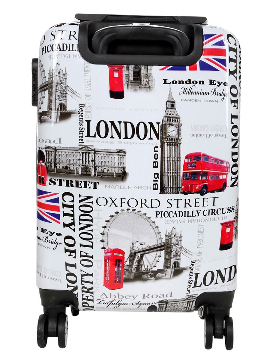 Extensible Cubierta Rígida Londres Estampado 8 Ruedas Maleta Juego Cabina Viaje - Imagen 17 de 29