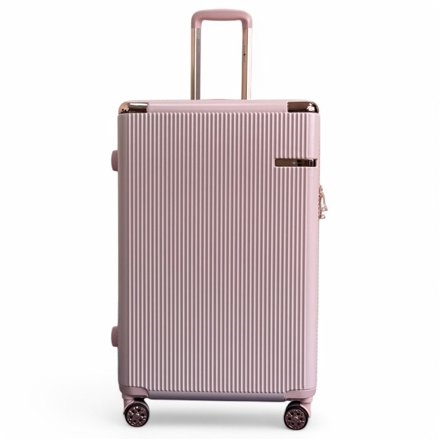 Expandable Rose Gold Hard Shell 8-Wheel Travel Suitcase Set Durable Cabin Bag - Picture 2 of 35