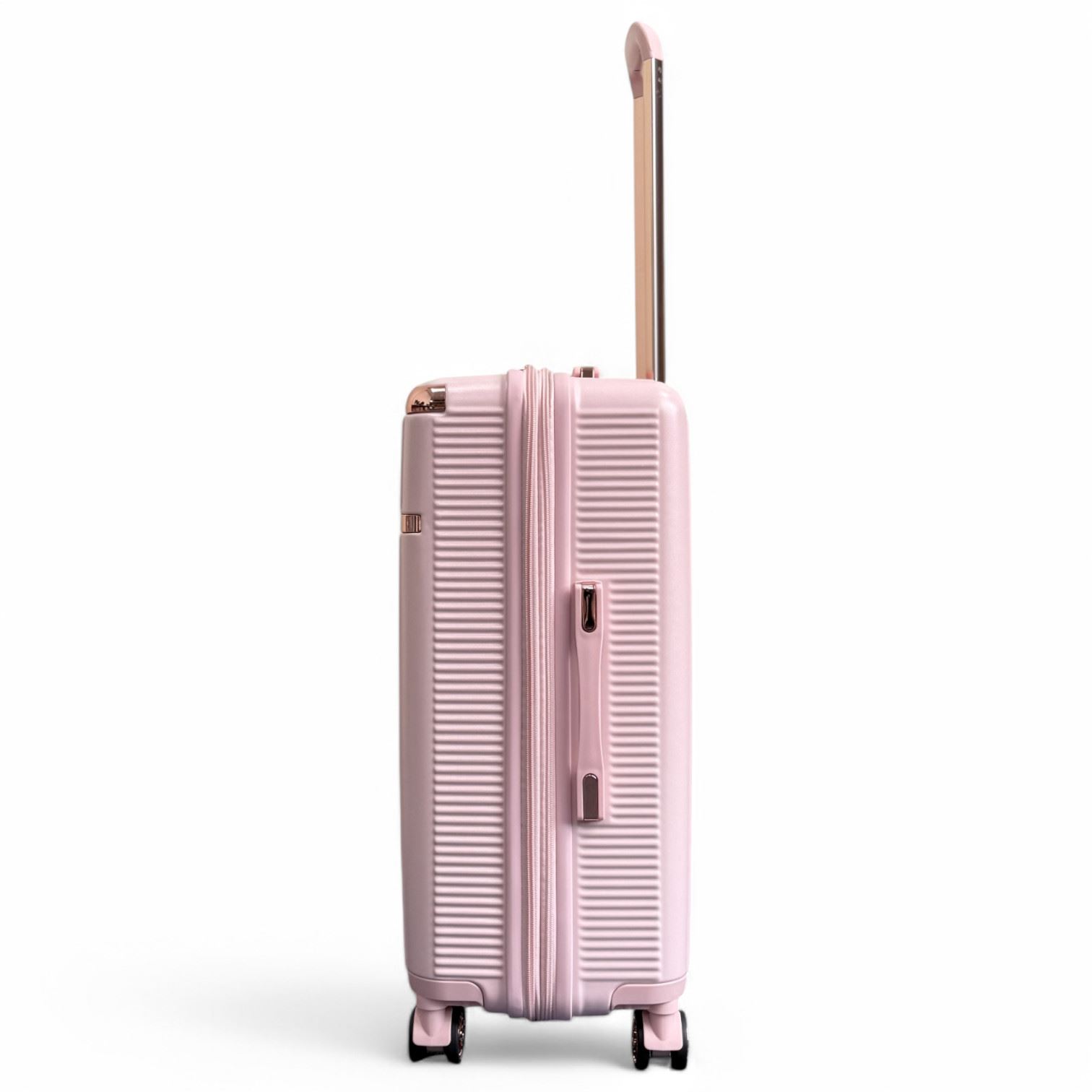 Expandable Rose Gold Hard Shell 8-Wheel Travel Suitcase Set Durable Cabin Bag - Picture 26 of 35