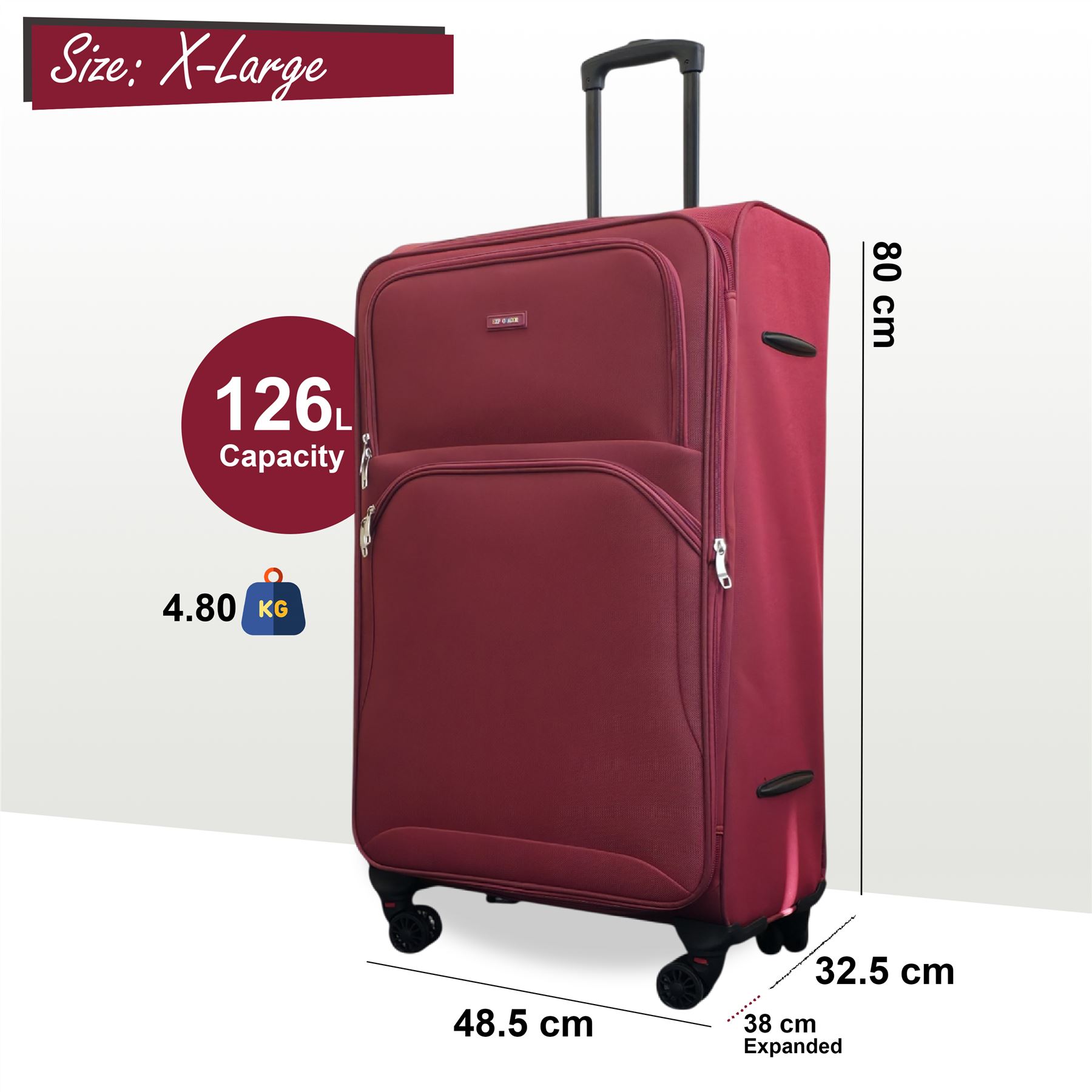 Expandable Soft Shell Suitcase 8 Wheel Luggage Set Light Carry On Cabin Bag - Picture 58 of 61