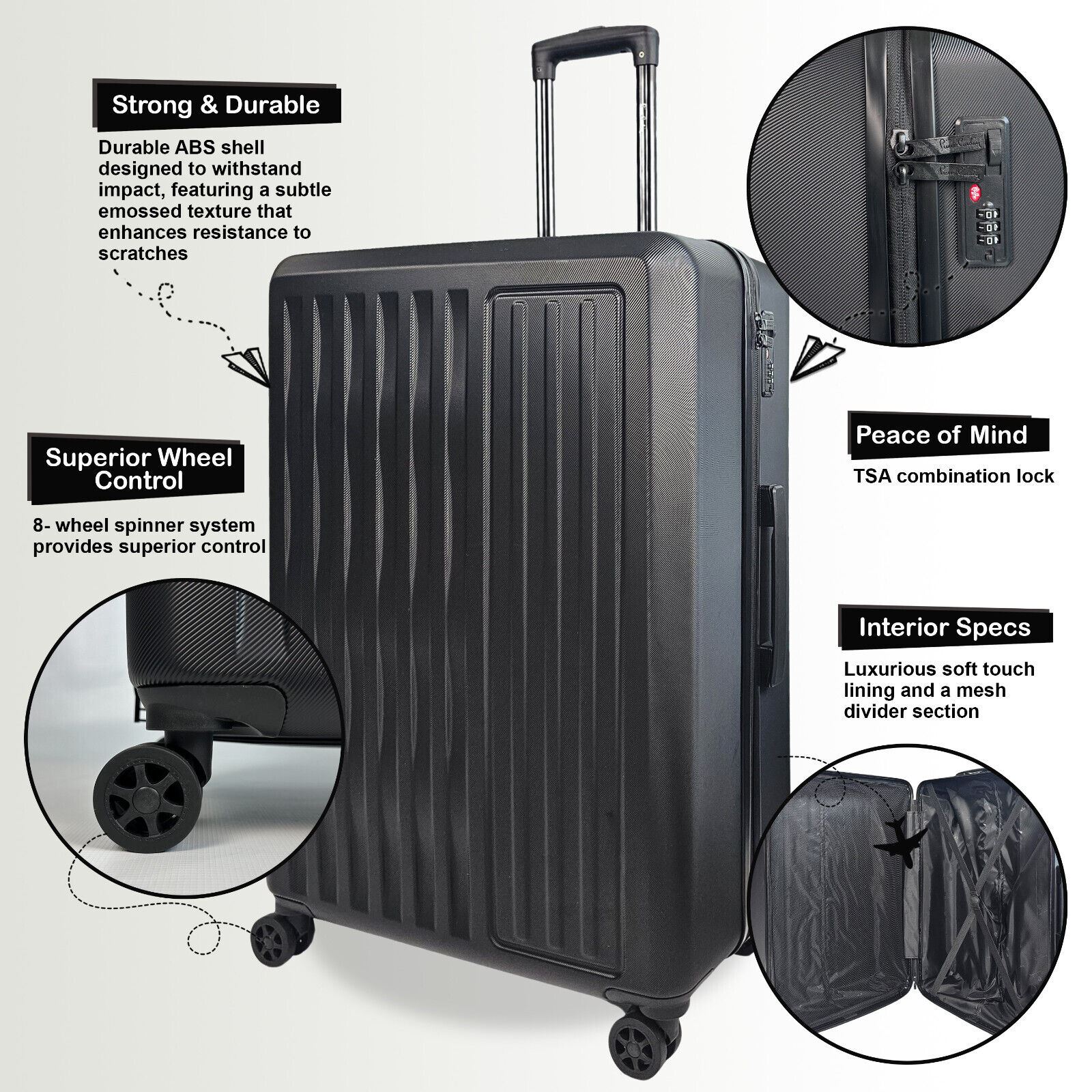 ABS Hard Shell Suitcase Luggage Set Hard Side Travel Carry on Cabin Bag - Picture 4 of 75