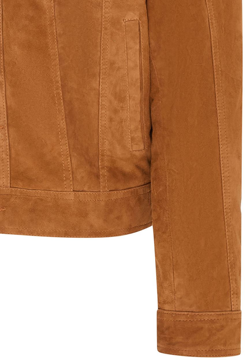 Mens Goat Suede Jeans Jacket Trucker Casual Denim Leather Shirt - Picture 7 of 19