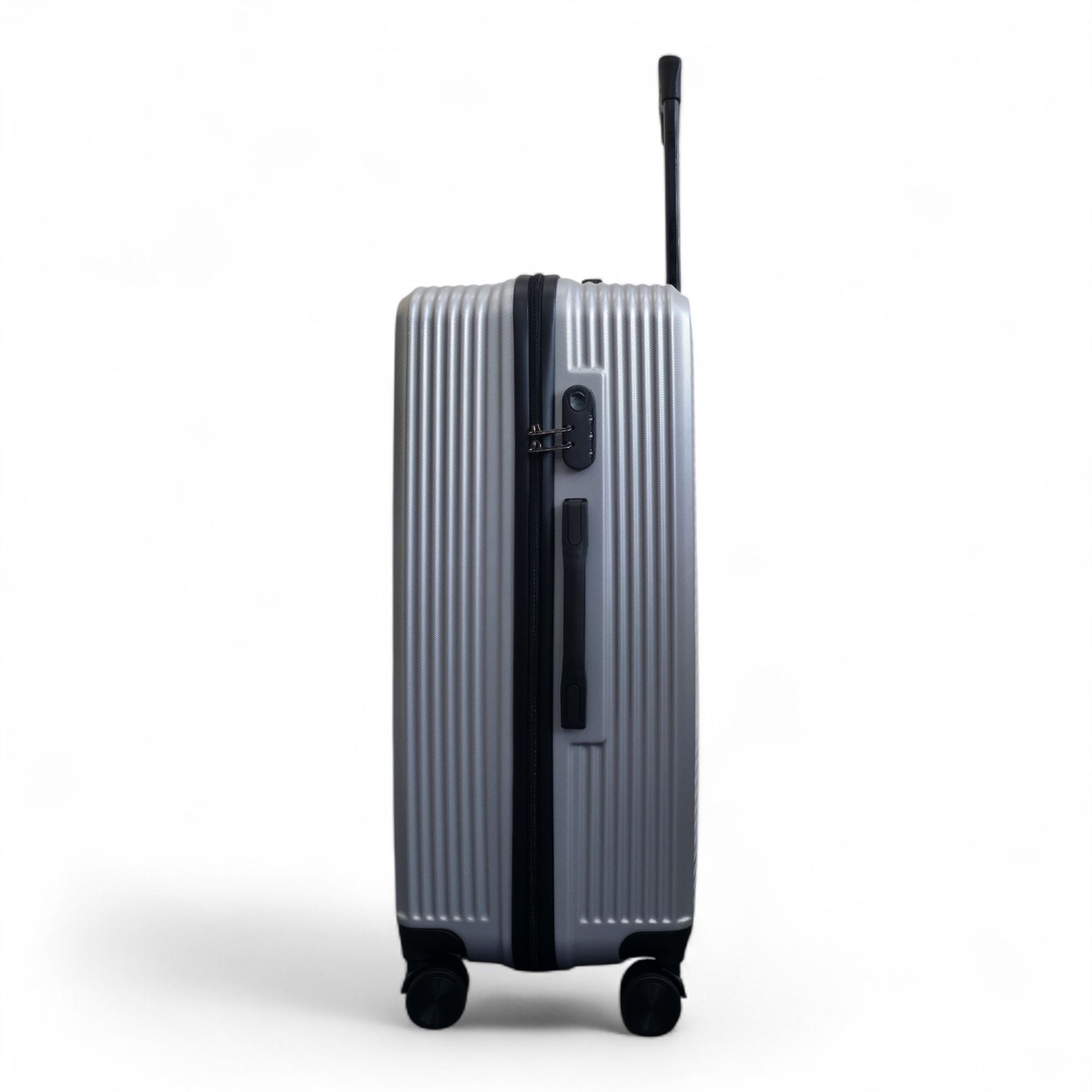 Strong Silver Hardshell Set Dual 4 Wheel ABS Trolley Cabin Suitcase - Picture 6 of 31