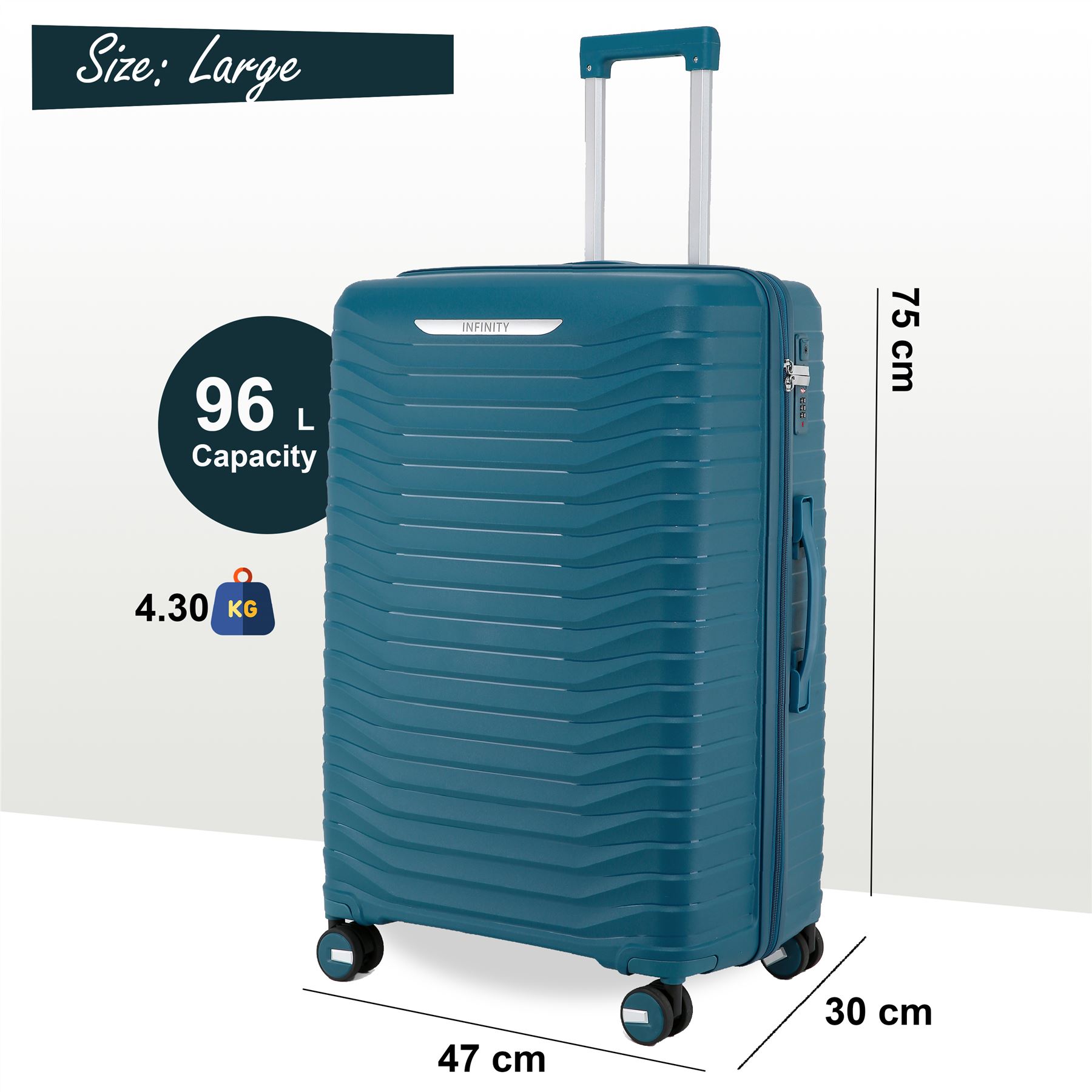 Hard Shell Classic Suitcase Set 8 Wheel Cabin TSA Luggage Case Holiday Travel - Picture 20 of 37