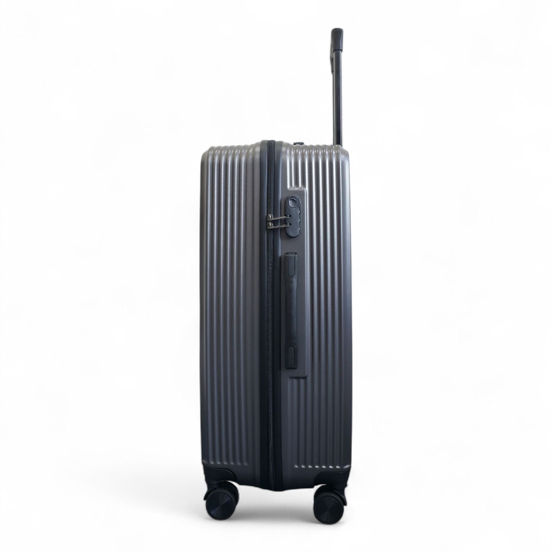 Strong Secure Grey Hardshell Grey Set Dual 4 Wheel ABS Trolley Cabin Suitcase - Picture 7 of 31