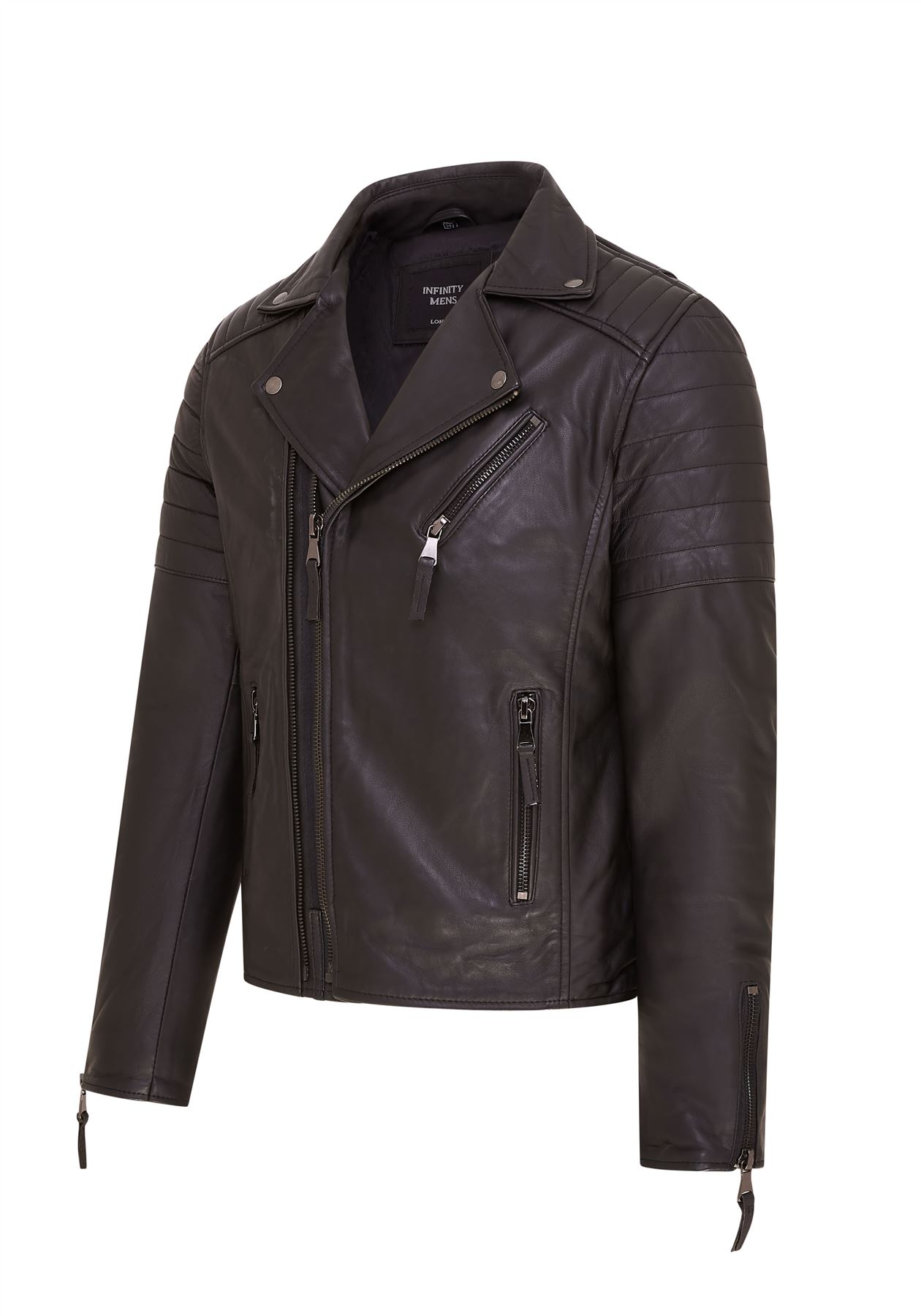 Chaqueta de Motociclista Para Hombre Calce Ajustado Estilo Brando Doble Cremallera Cruzada 100% Cuero - Imagen 27 de 30