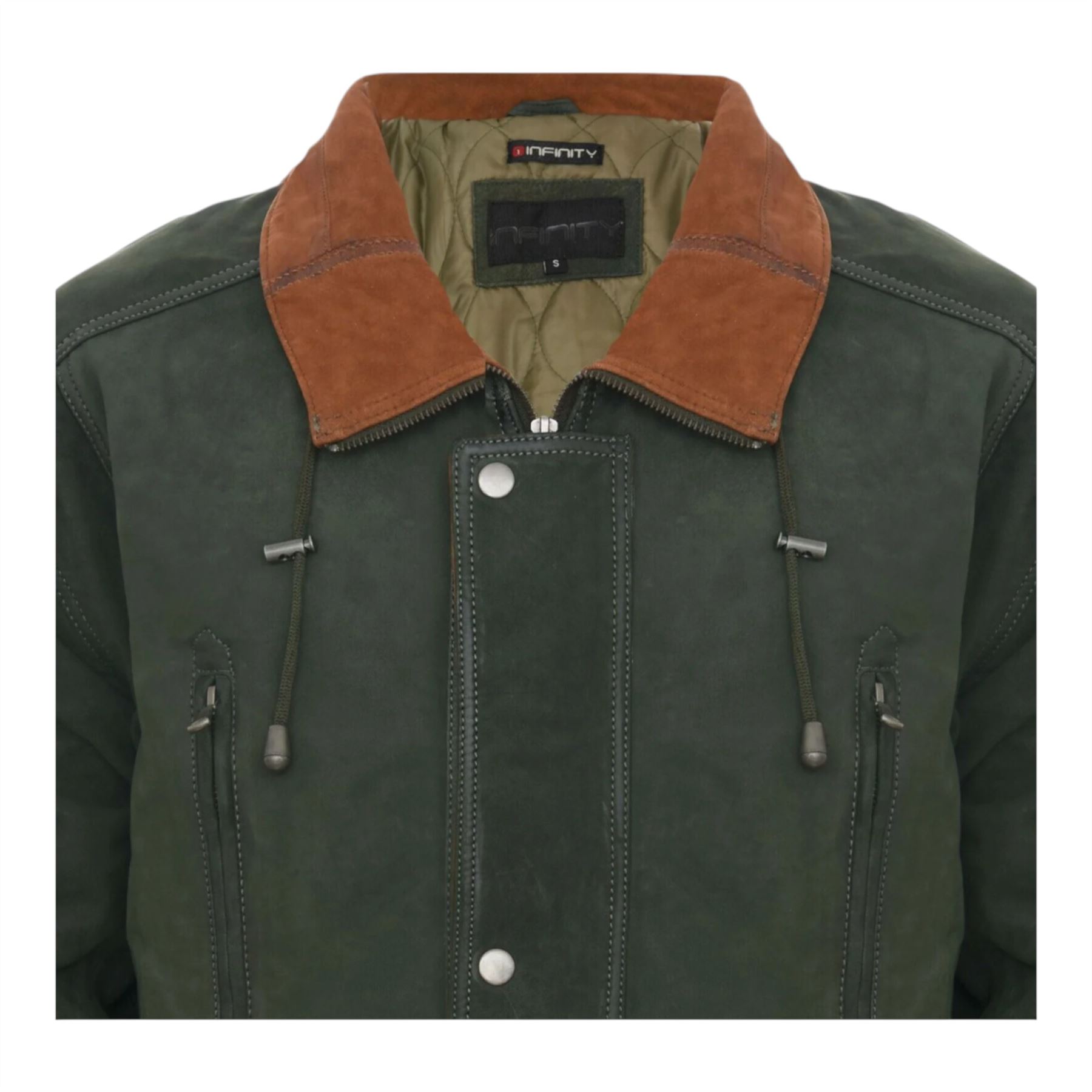 Klassischer kontrastierender weicher geschmeidiger Wildledermantel Parka Jacke für Herren - Bild 7 von 13