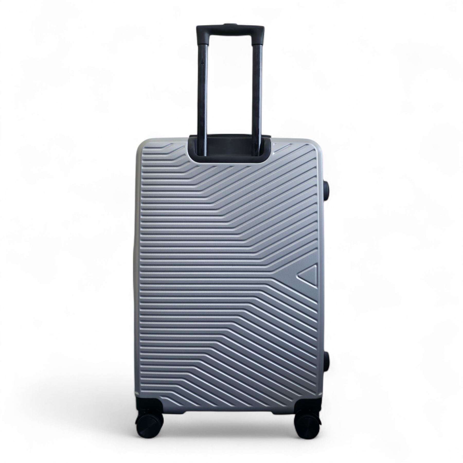 Strong Silver Hardshell Set Dual 4 Wheel ABS Trolley Cabin Suitcase - Picture 7 of 31